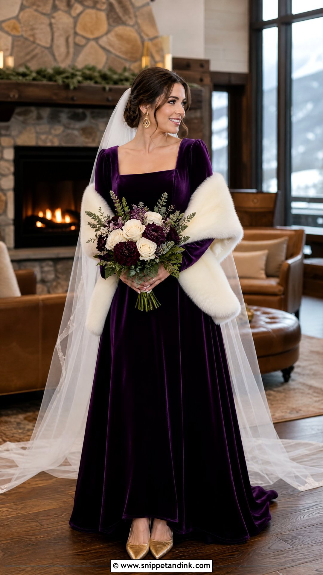Eggplant Velvet Bridal Dress - Snippet and Ink - 20 Purple Bridal Dress Ideas