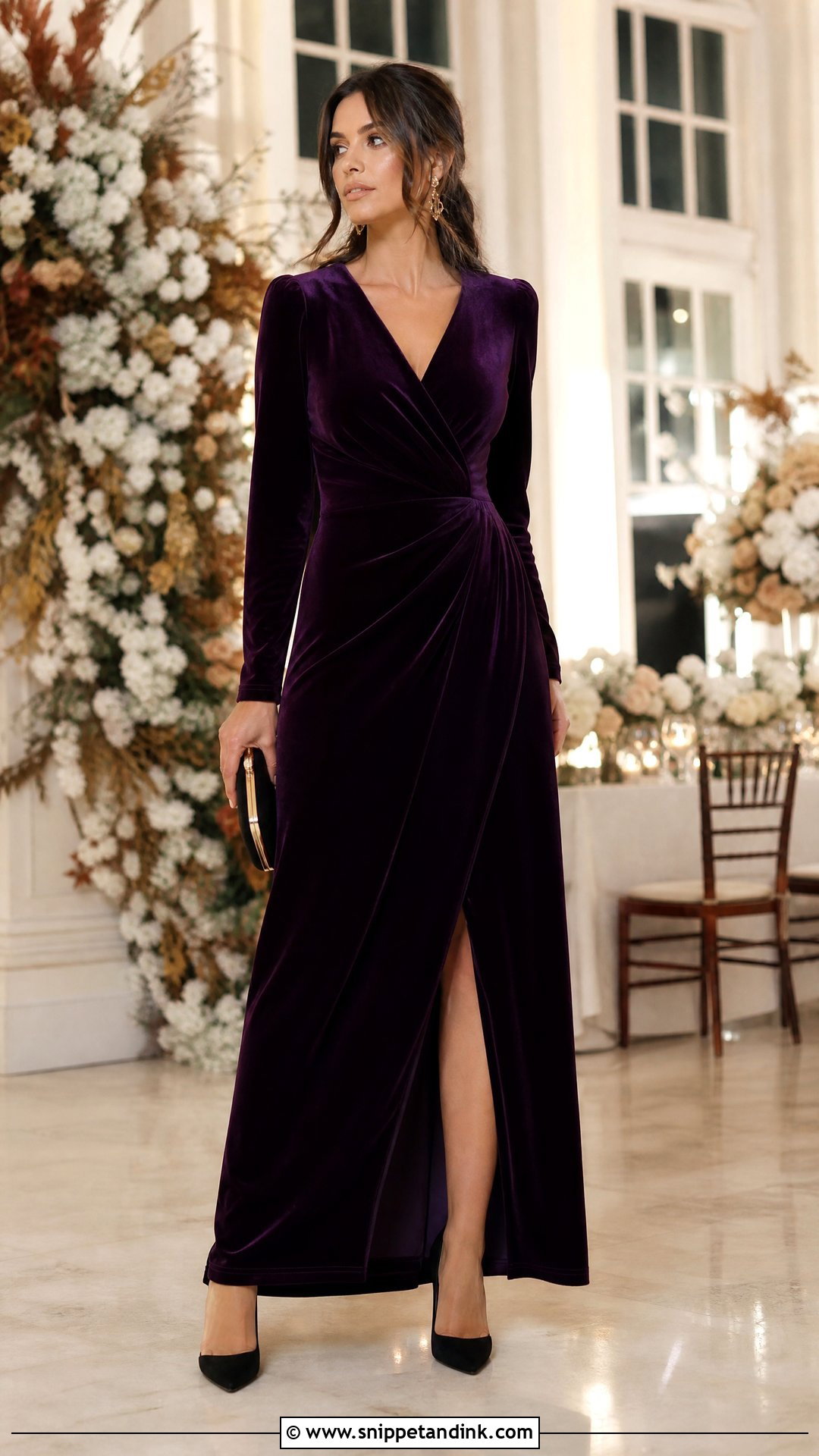 Eggplant Velvet Maxi Dress - Snippet and Ink - 25 Fall Dresses to Wear to a Wedding