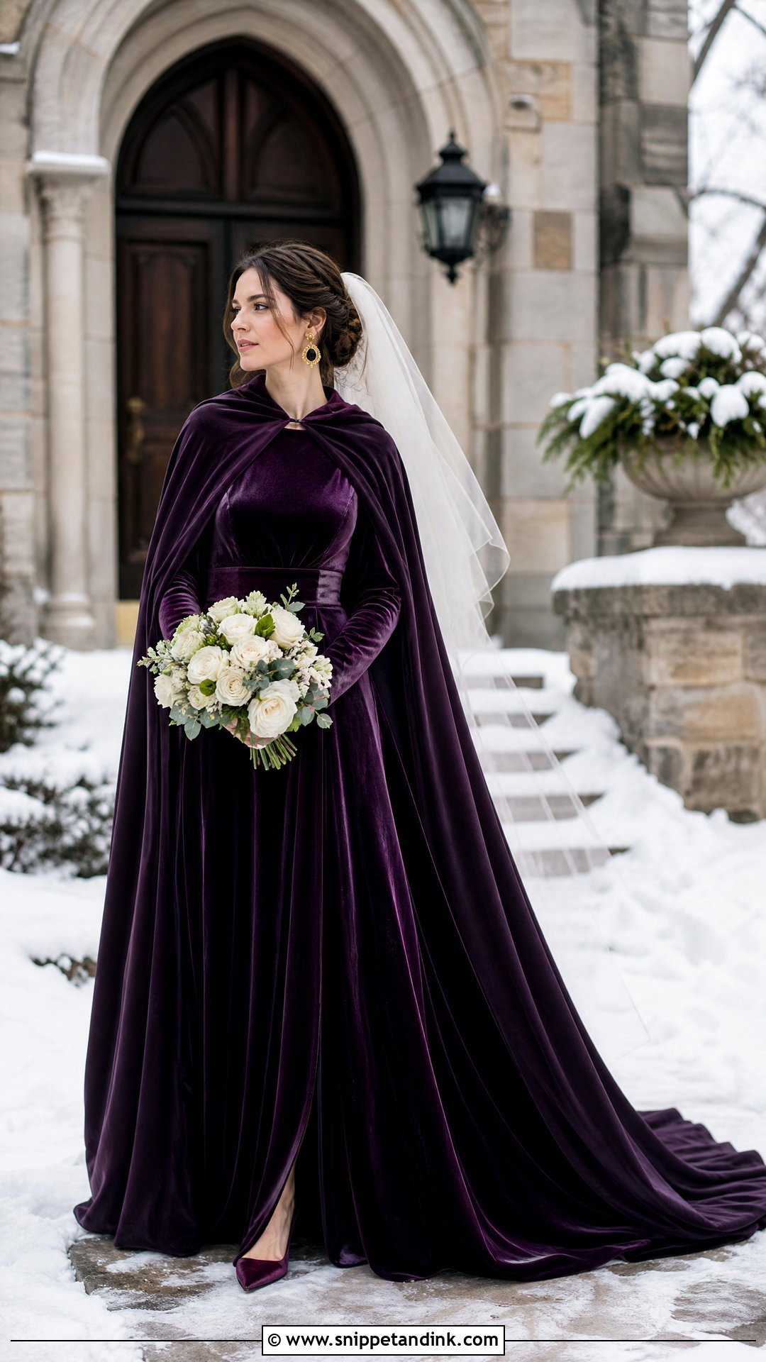 Eggplant Velvet Purple Wedding Dress - Snippet and Ink - 20 Purple Bride Dress Ideas