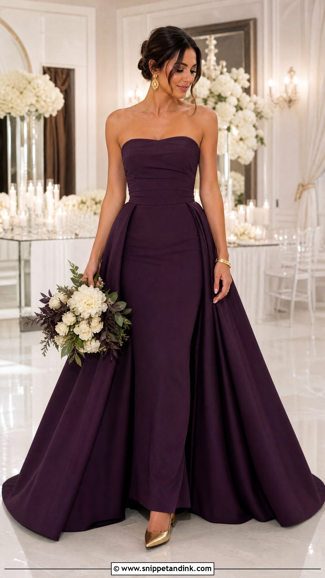 Eggplant Wedding Dress With Overskirt - Snippet and Ink - 25 Purple Wedding Dresses