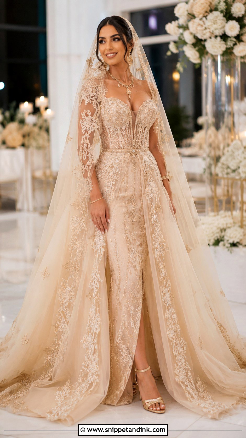 Egyptian Champagne Wedding Dress - Snippet and Ink - 25 Egyptian Wedding Dress Ideas