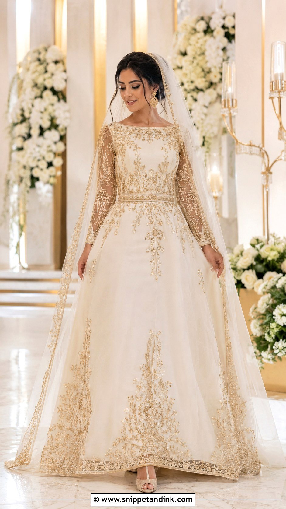 Egyptian Gold Embroidered Wedding Dress - Snippet and Ink - 25 Egyptian Wedding Dress Ideas