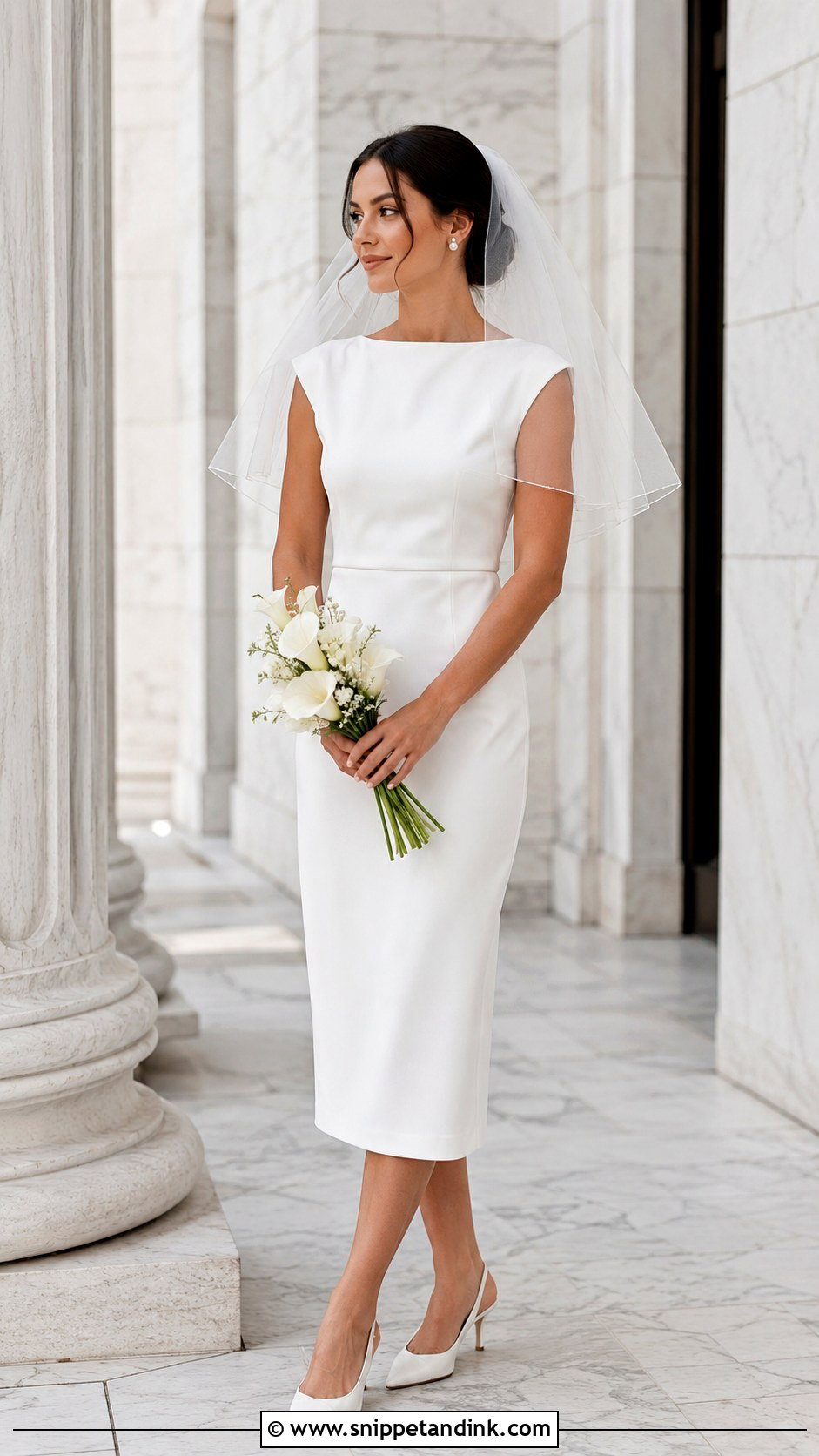 Elbow Length Cap Veil With Courthouse Dress - Snippet and Ink - 25 Cap Veil Ideas