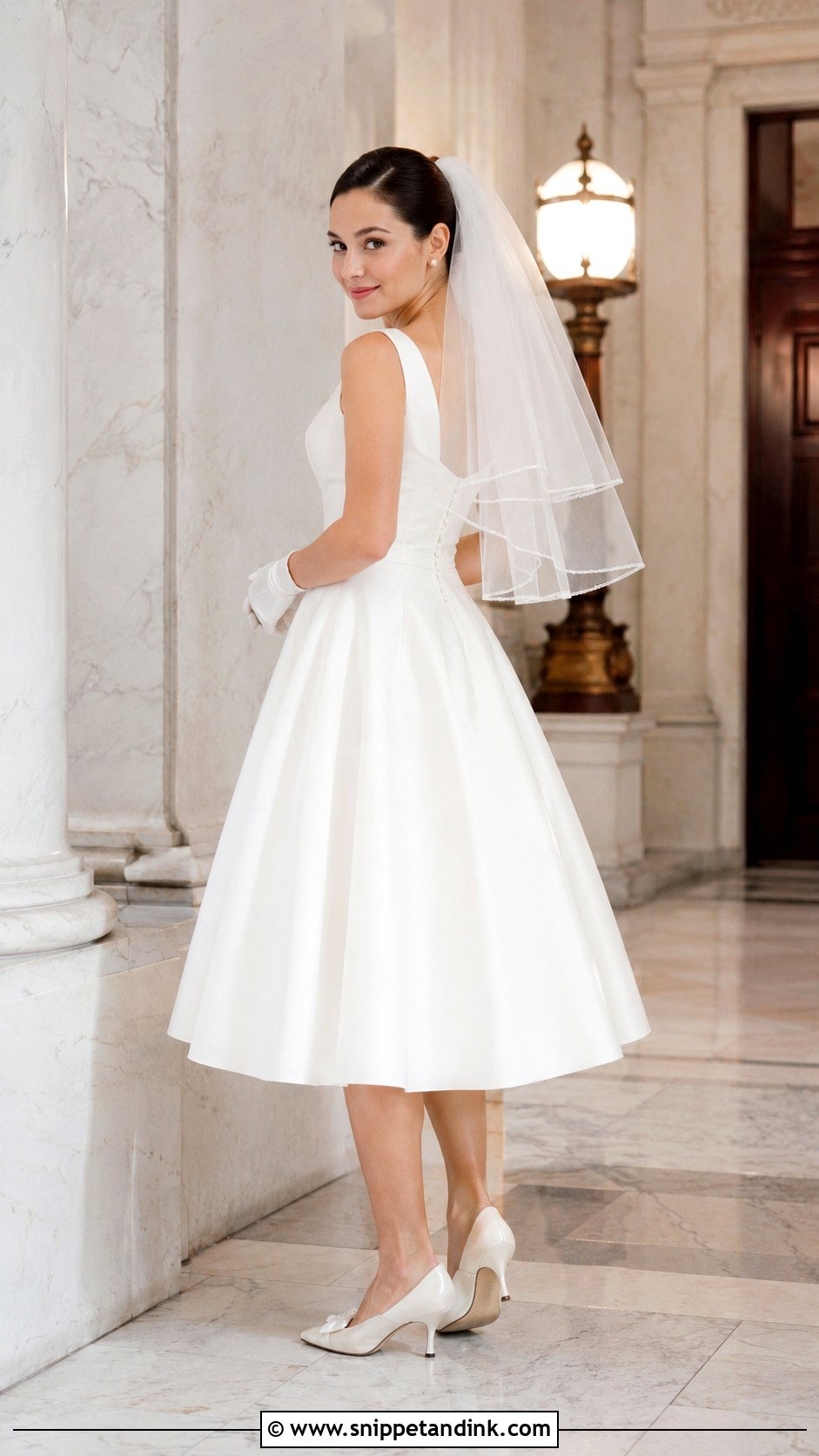 Elbow Length Double Veil With Tea Length Dress - Snippet and Ink - 20 Double Veil Ideas