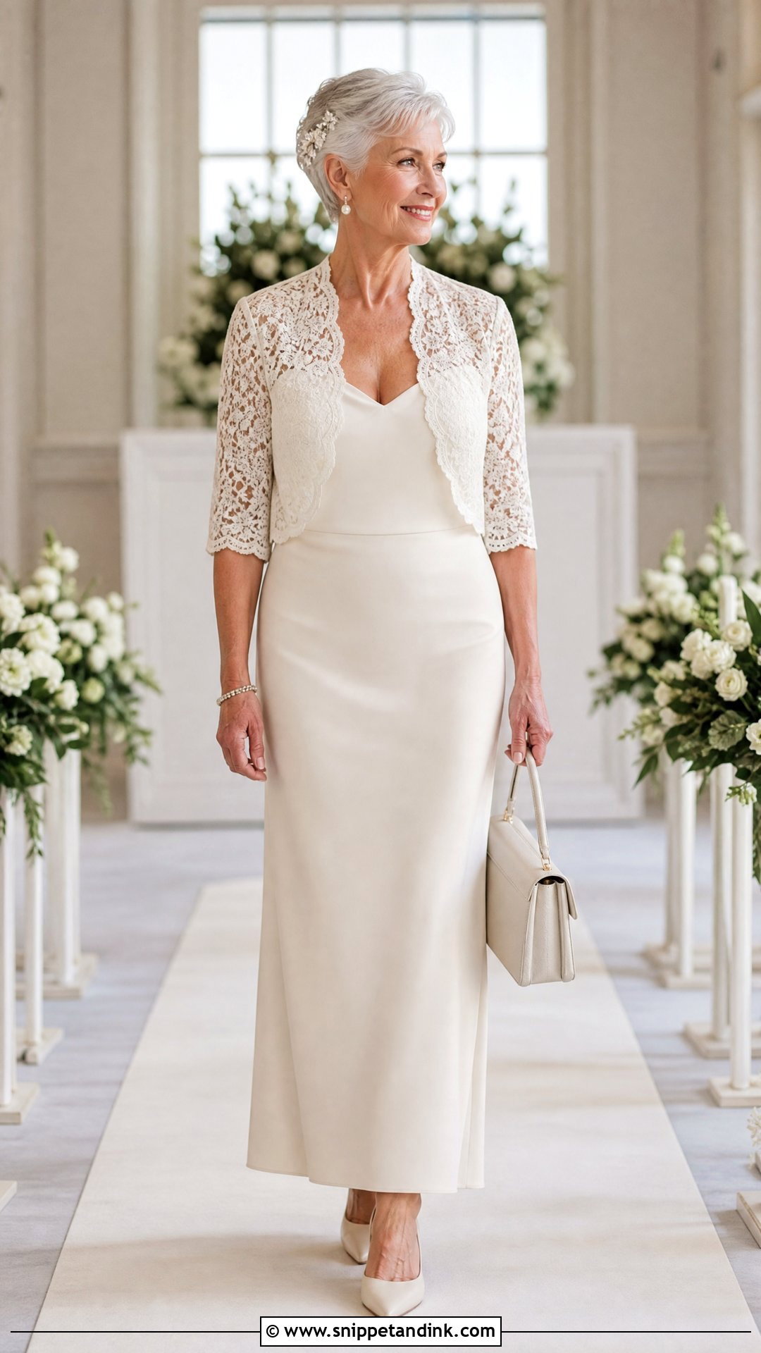 Elbow Sleeve Lace Bolero With Mature Bride Dress - Snippet and Ink - 25 Lace Bolero Wedding Ideas