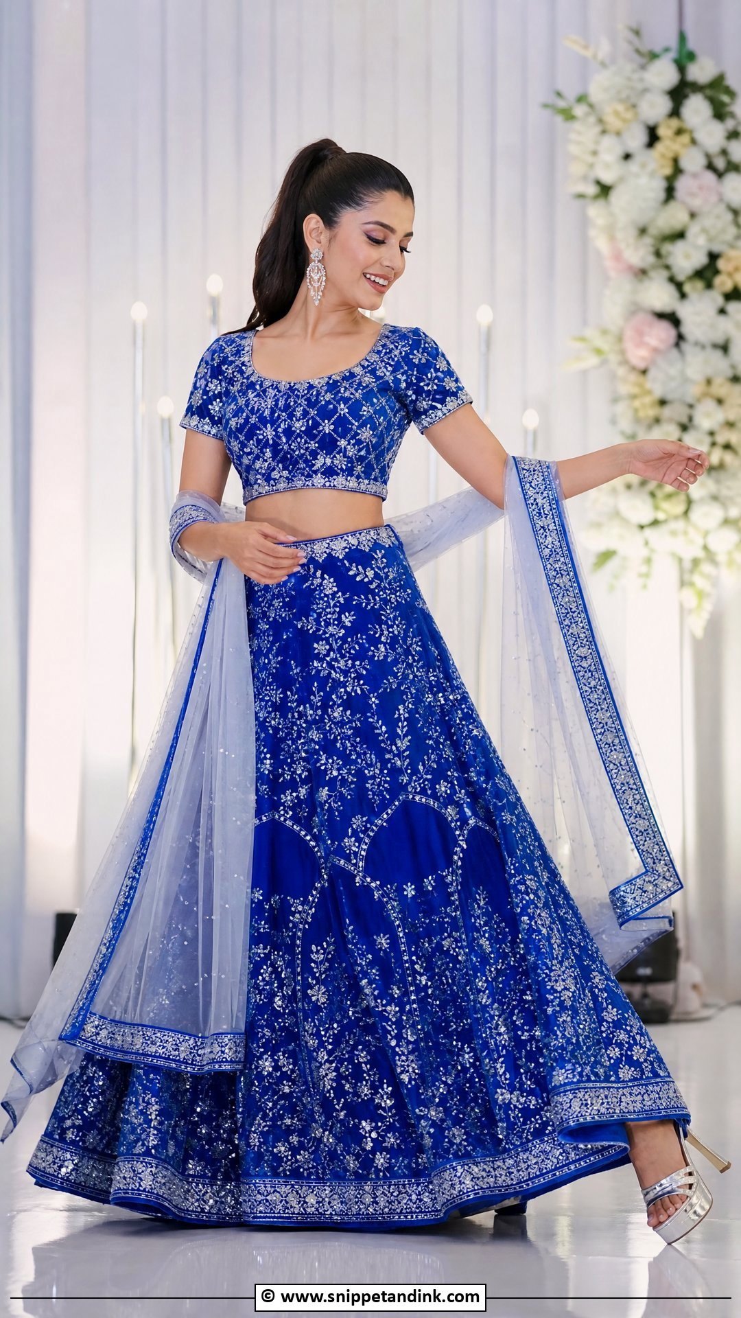 Electric Blue Sangeet Lehenga - Snippet and Ink - 35 Bridal Sangeet Outfit Ideas