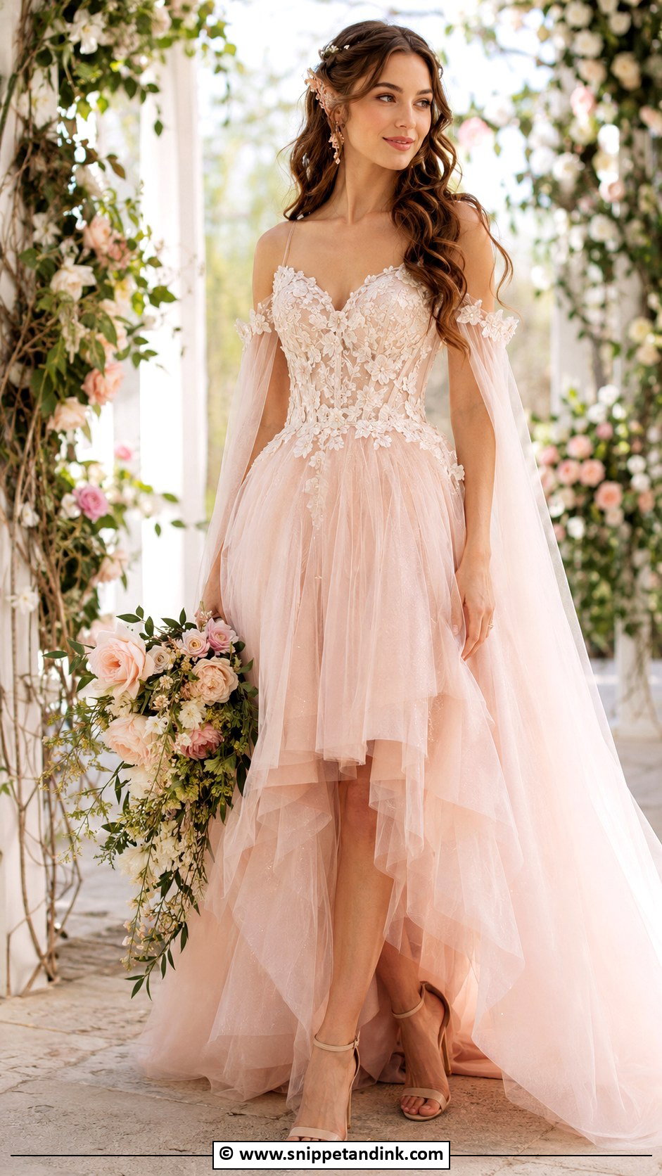 Elf Wedding Dress With A Blush Tulle Skirt - Snippet and Ink - 25 Elf Wedding Dress Ideas
