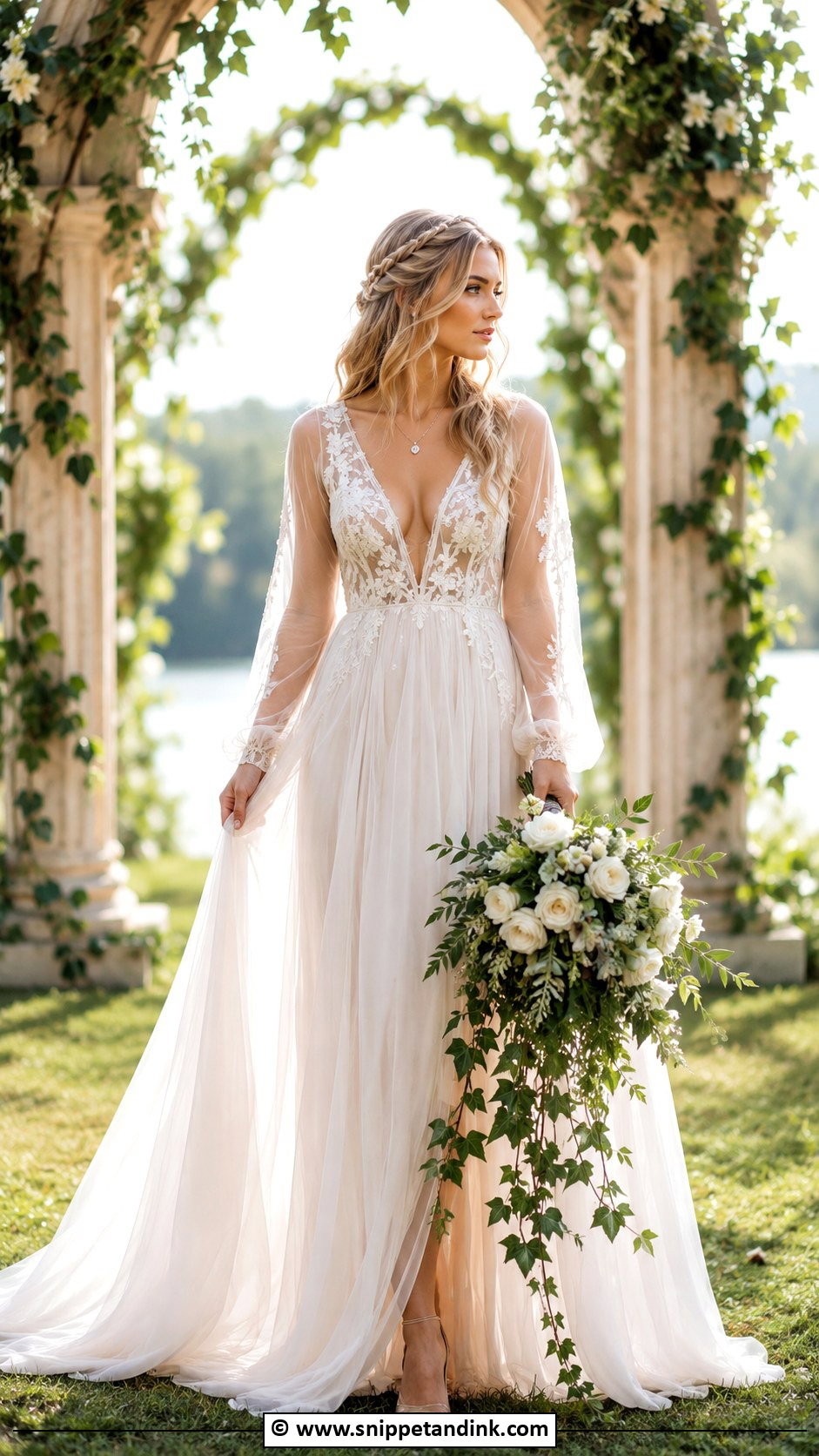 Elf Wedding Dress With A Deep V Neckline - Snippet and Ink - 25 Elf Wedding Dress Ideas