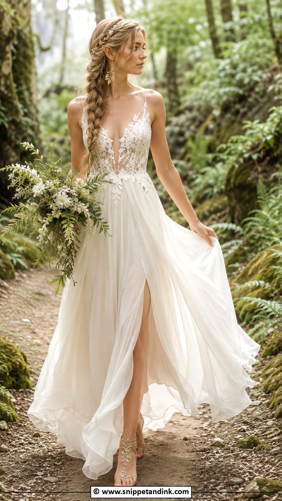 Elf Wedding Dress With A Flowing Chiffon Skirt - Snippet and Ink - 25 Elf Wedding Dress Ideas