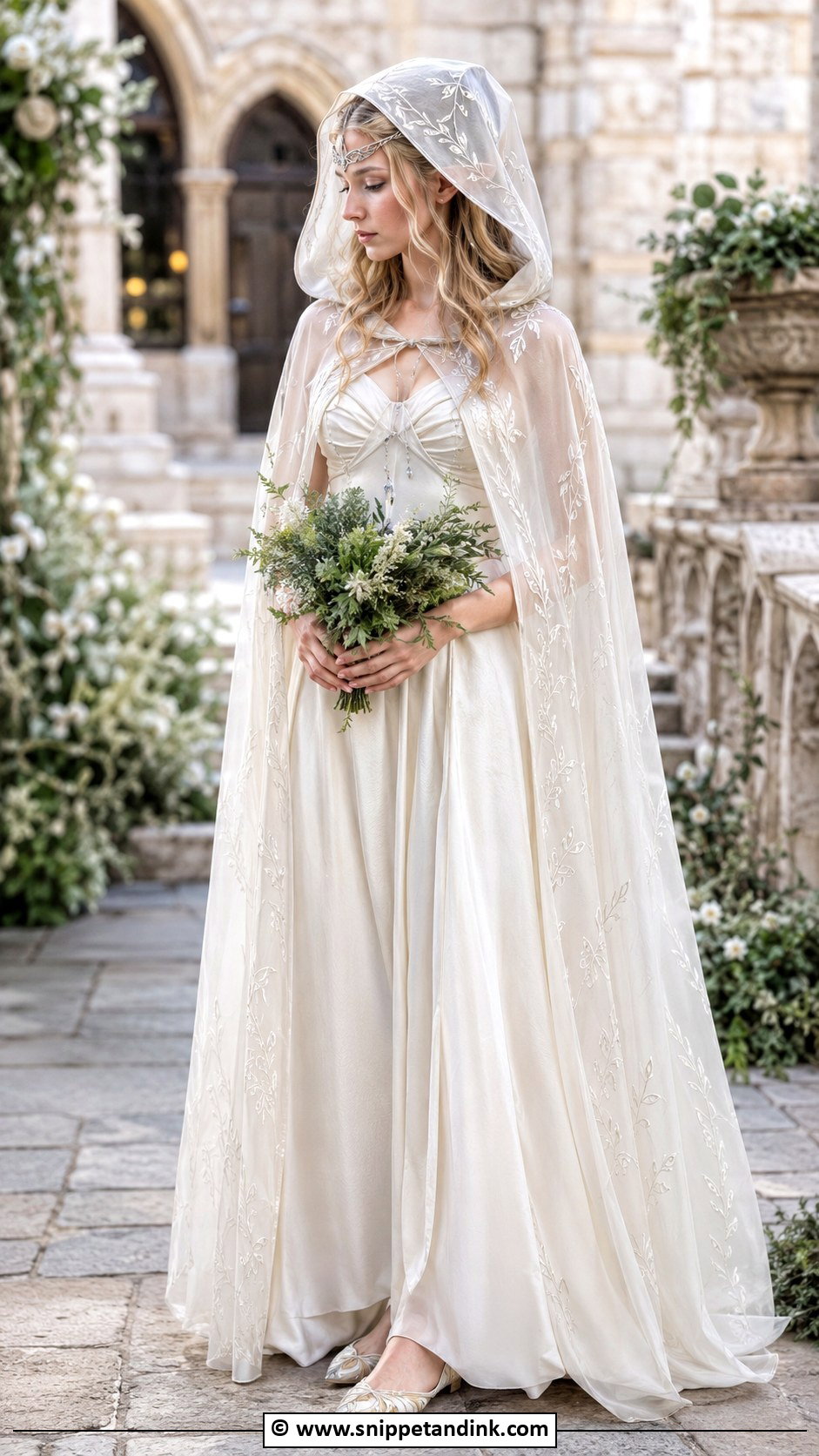 Elf Wedding Dress With A Hooded Cape - Snippet and Ink - 25 Elf Wedding Dress Ideas