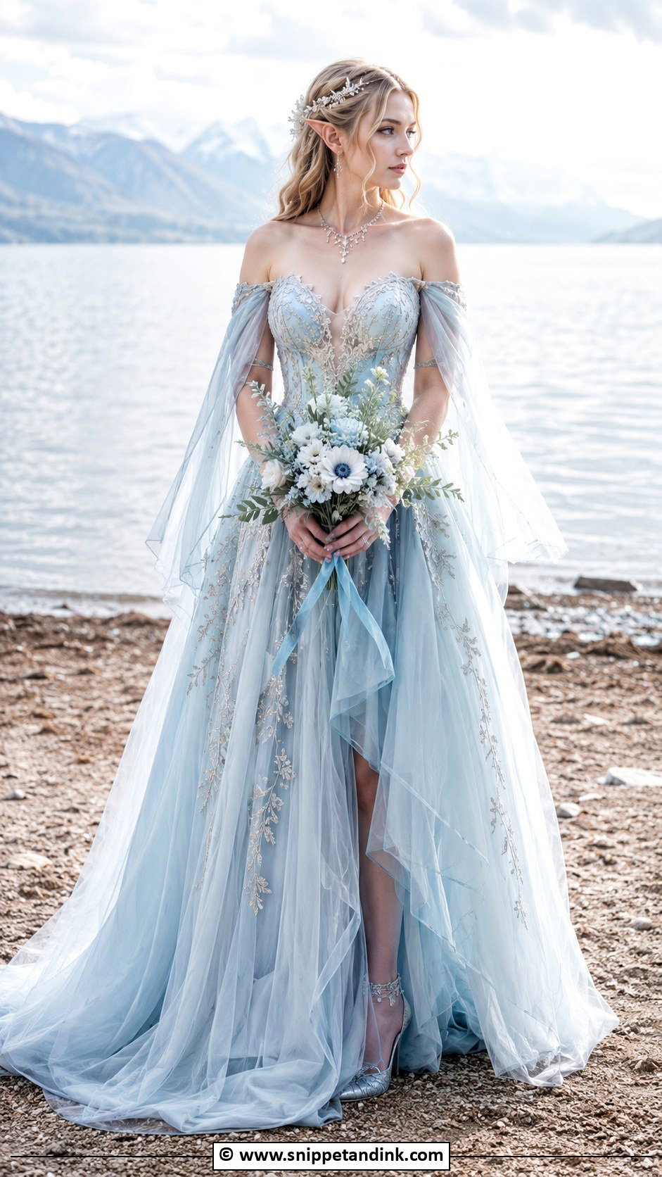 Elf Wedding Dress With A Soft Blue Tint - Snippet and Ink - 25 Elf Wedding Dress Ideas