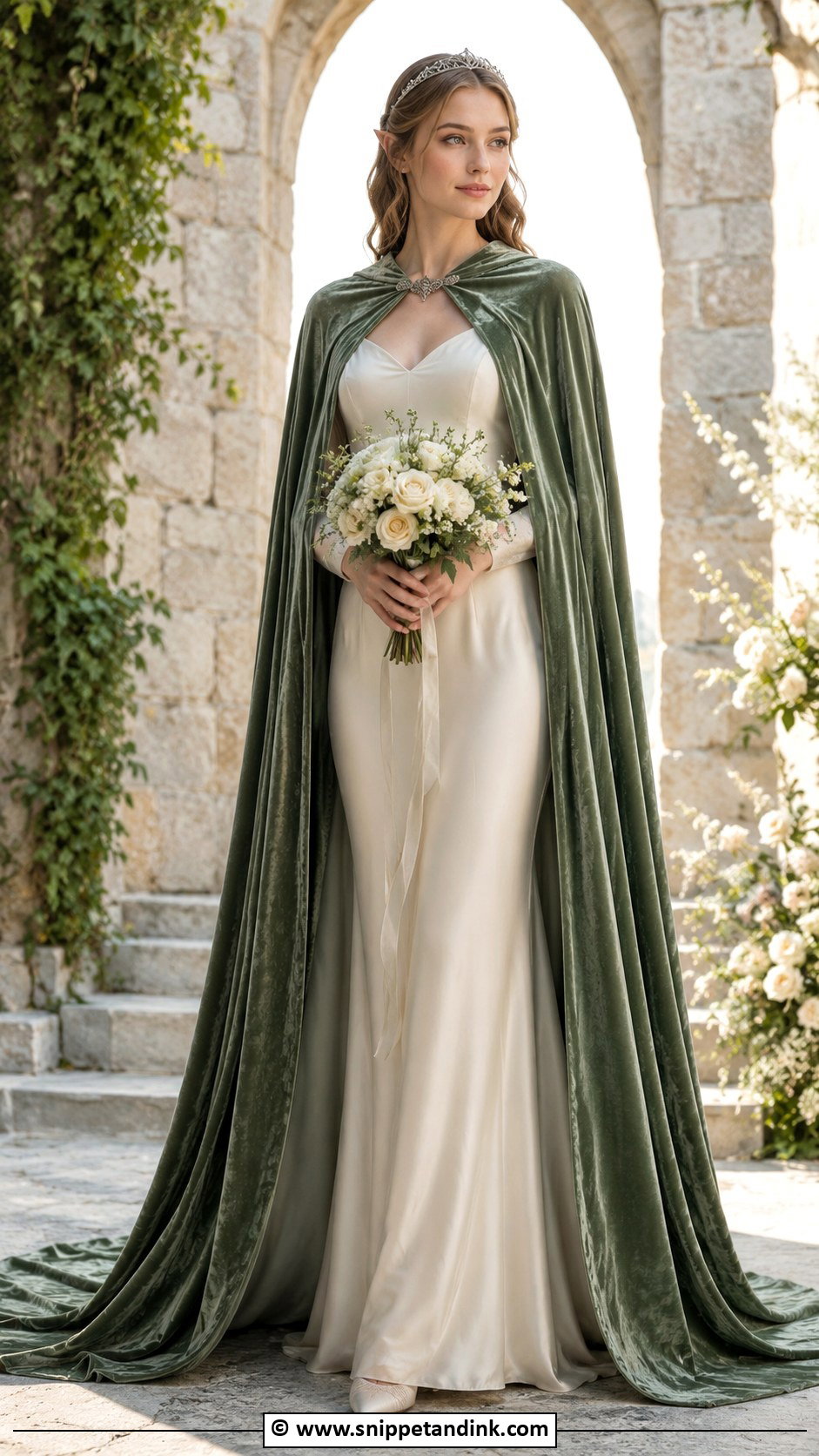 Elf Wedding Dress With A Velvet Cape - Snippet and Ink - 25 Elf Wedding Dress Ideas