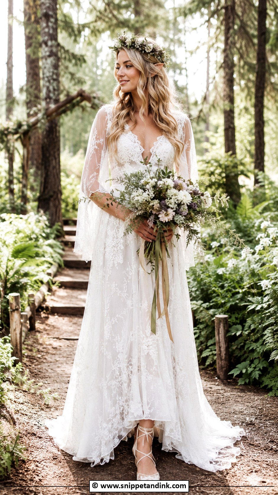 Elf Wedding Dress With A Woodland Flower Crown - Snippet and Ink - 25 Elf Wedding Dress Ideas