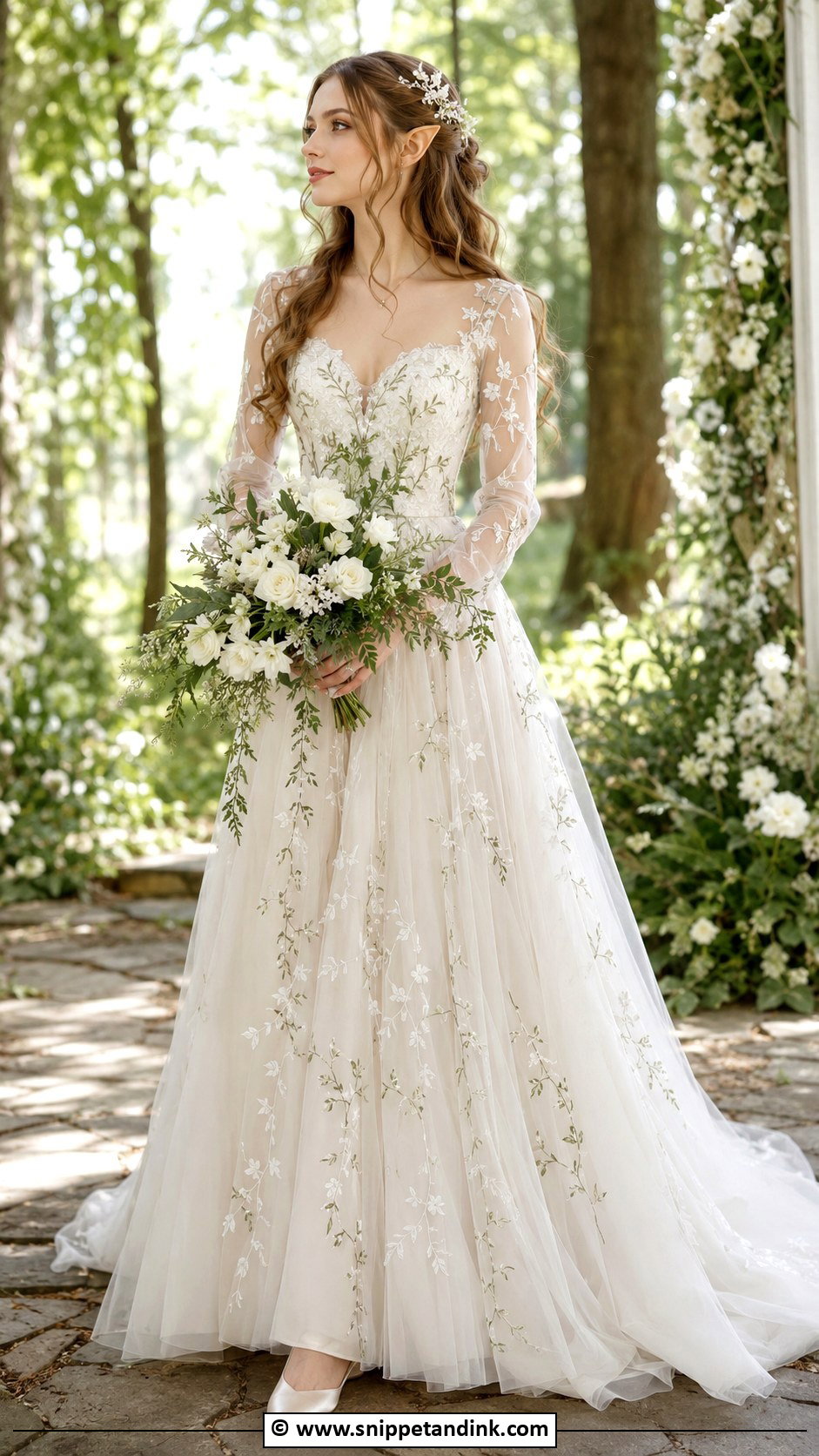 Elf Wedding Dress With Floral Embroidery - Snippet and Ink - 25 Elf Wedding Dress Ideas