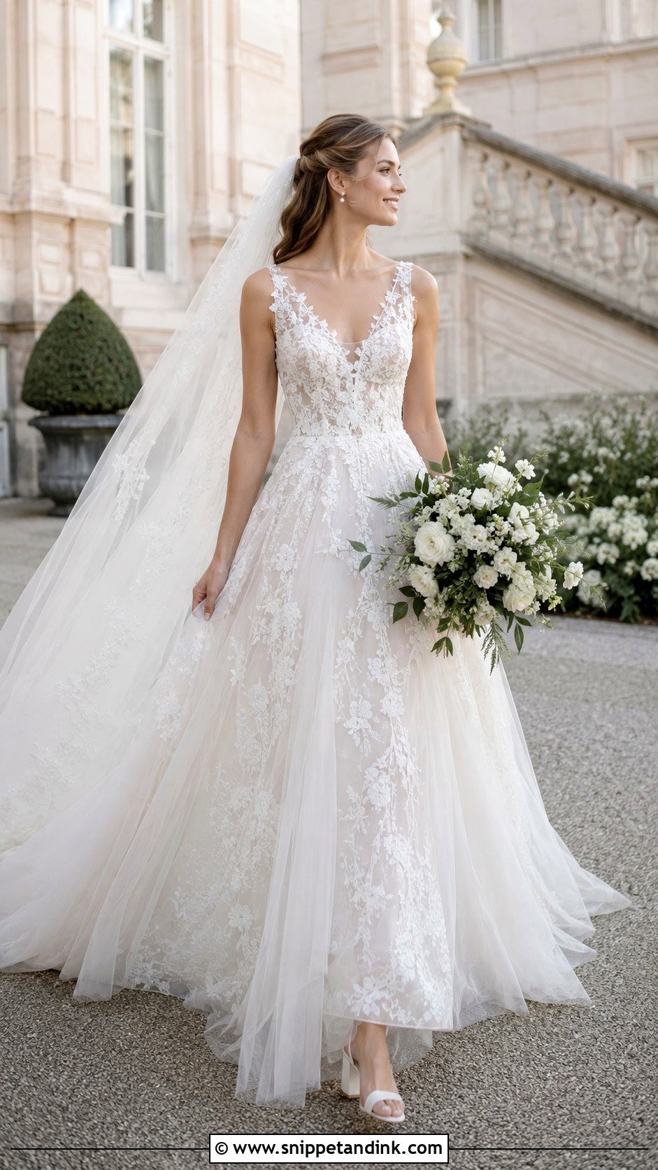 Elie Saab A Line Lace Gown - Snippet and Ink - 20 Ellie Saab Bridal Gown Ideas
