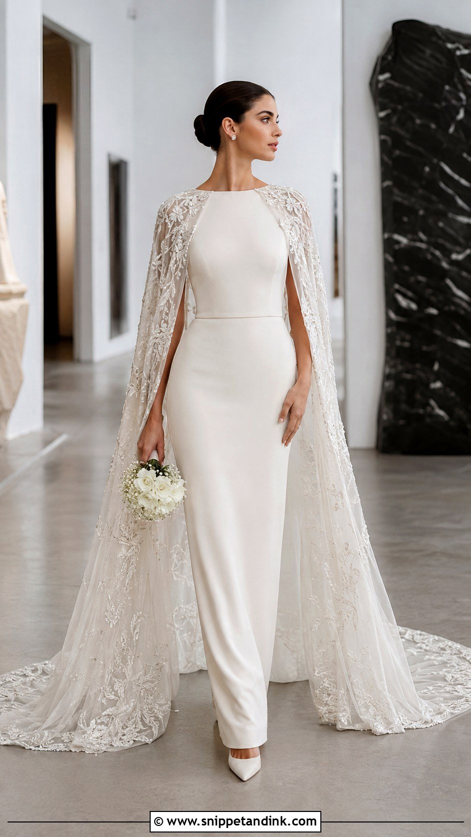 Elie Saab Cape Sleeve Bridal Gown - Snippet and Ink - 20 Ellie Saab Bridal Gown Ideas