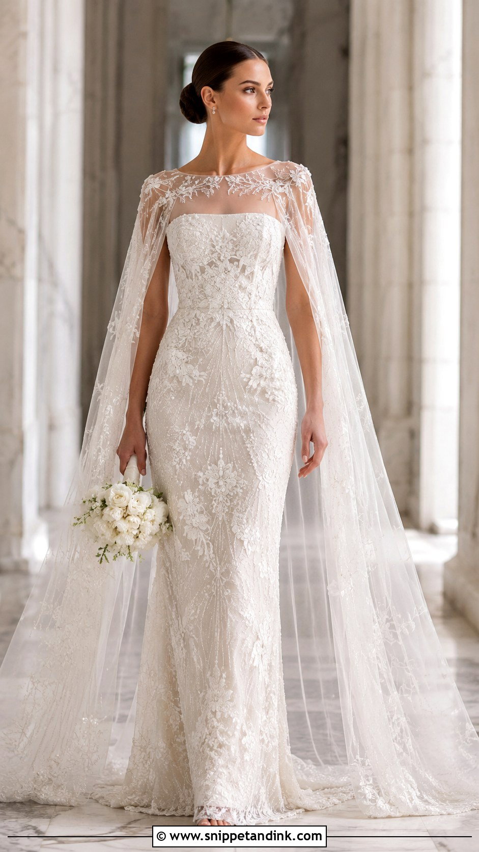 Elie Saab Cape Wedding Dress - Snippet and Ink - 30 Elie Saab Wedding Dress Ideas