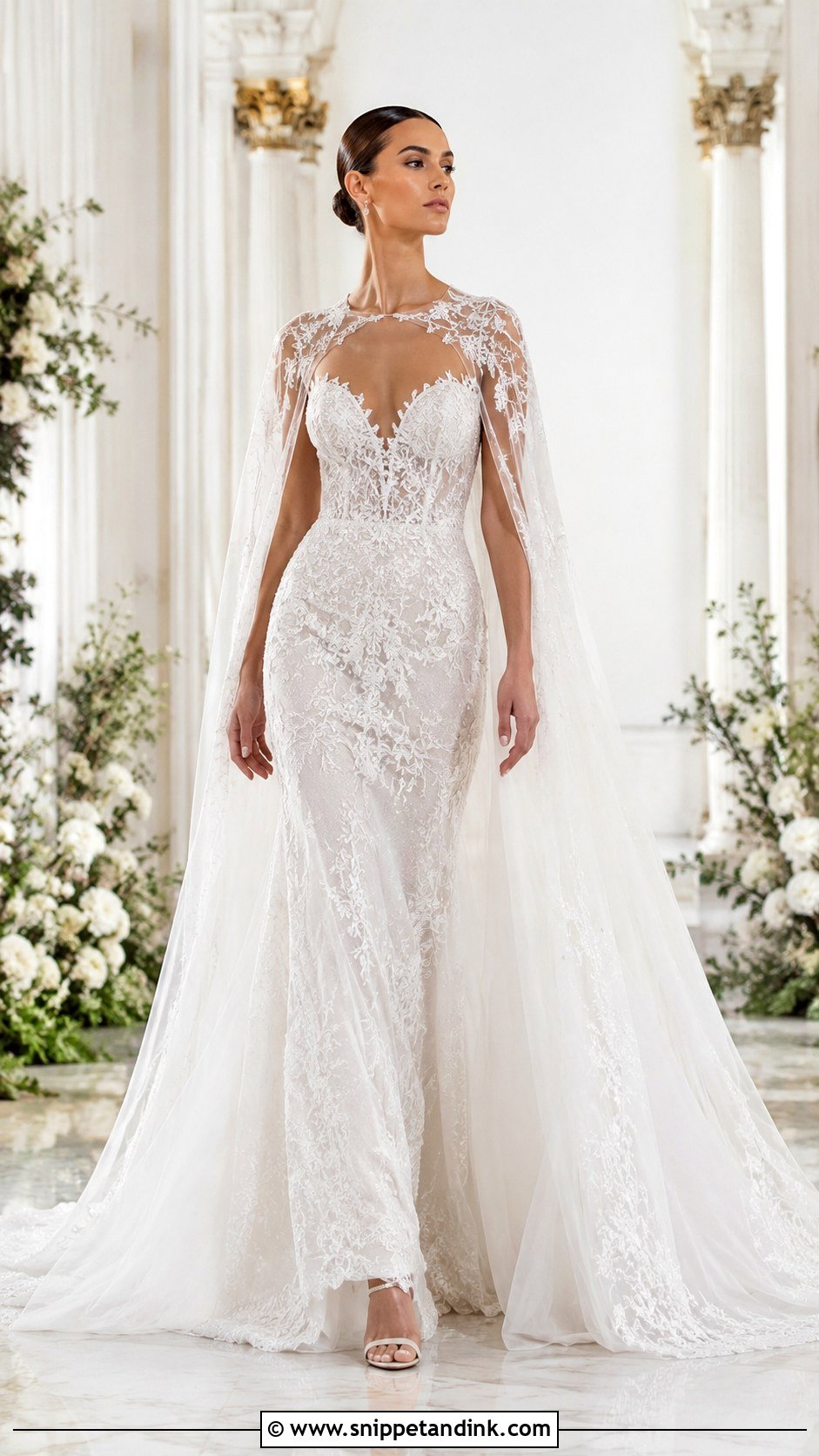 Elie Saab Cape Wedding Gown - Snippet and Ink - 25 Ellie Saab Wedding Gown Ideas