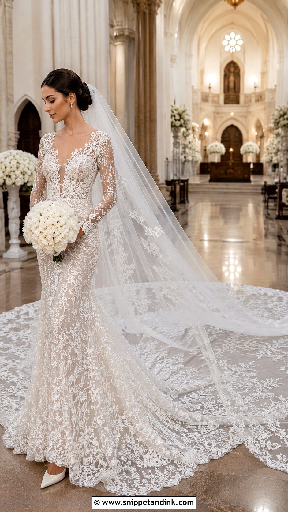 Elie Saab Cathedral Train Wedding Dress - Snippet and Ink - 20 Ellie Saab Wedding Dresses