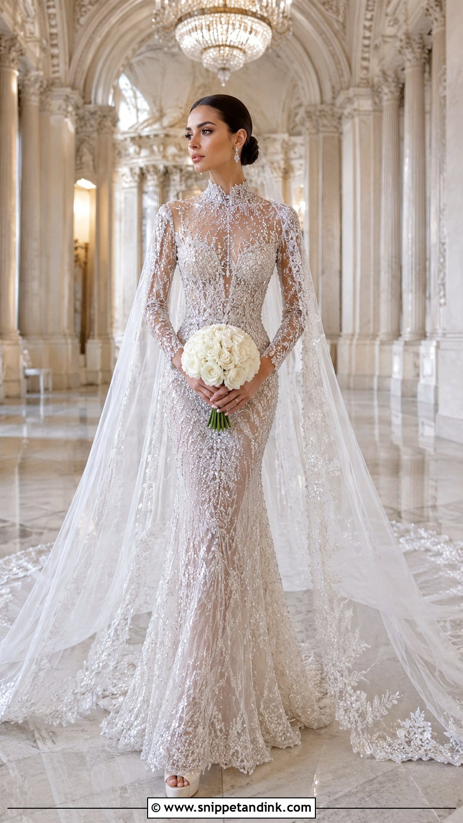 Elie Saab Crystal Gown With Cathedral Veil - Snippet and Ink - 20 Ellie Saab Bridal Gown Ideas