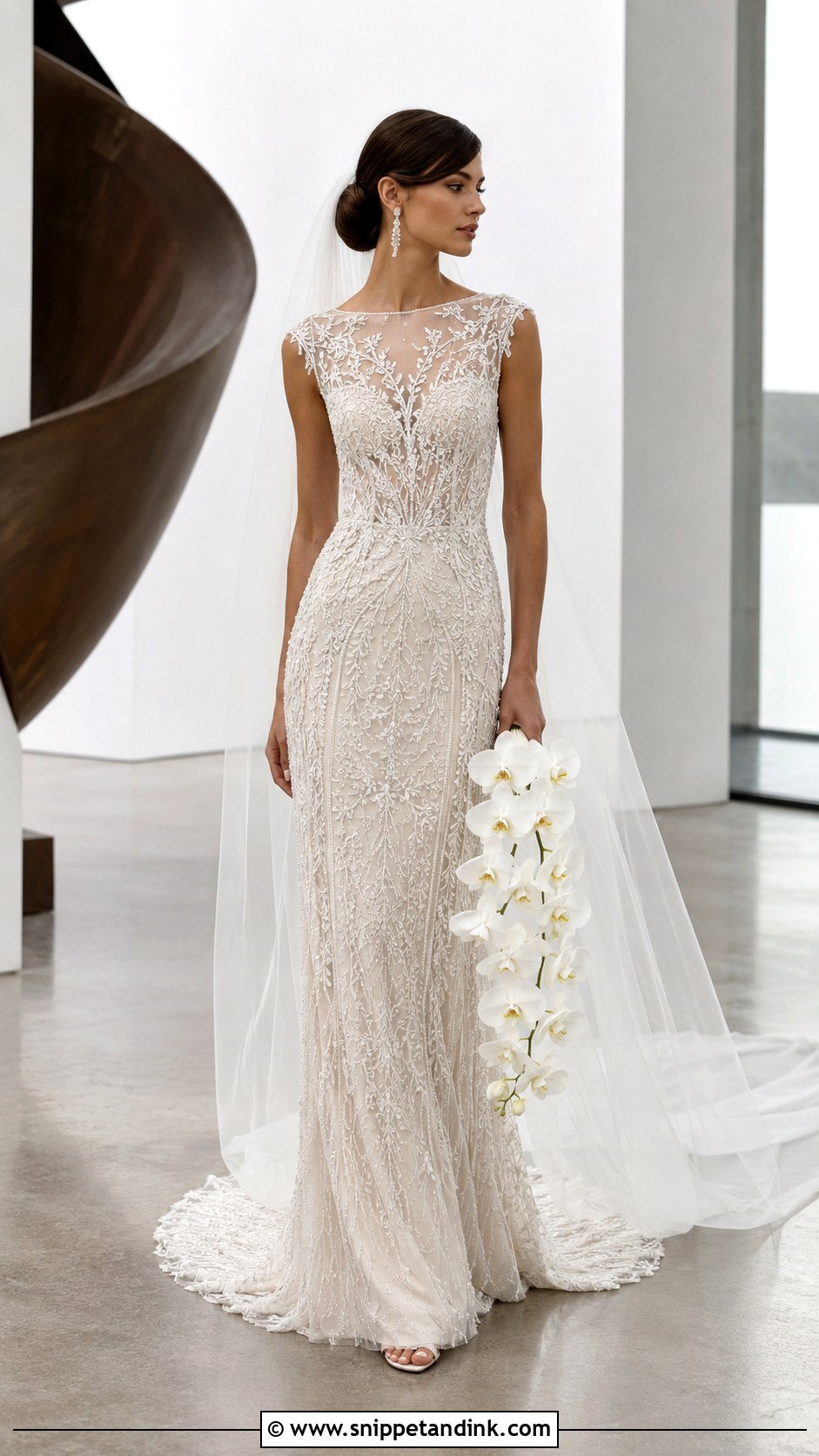 Elie Saab Embroidered Column Gown - Snippet and Ink - 20 Ellie Saab Bridal Gown Ideas