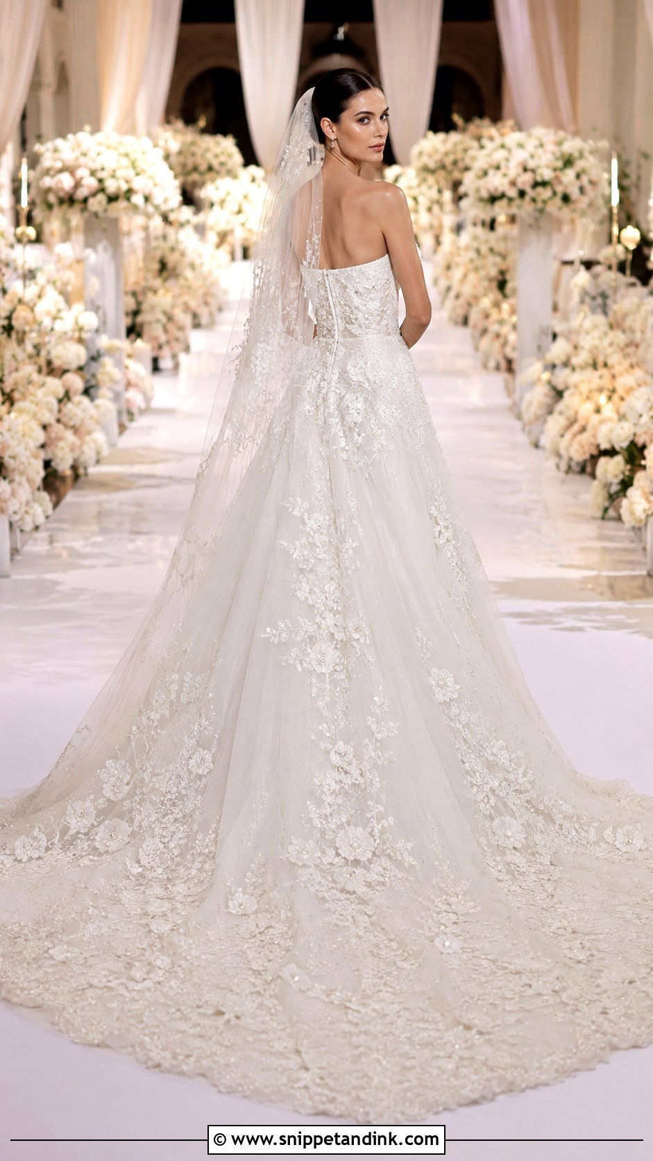 Elie Saab Embroidered Train Wedding Gown - Snippet and Ink - 25 Ellie Saab Wedding Gown Ideas