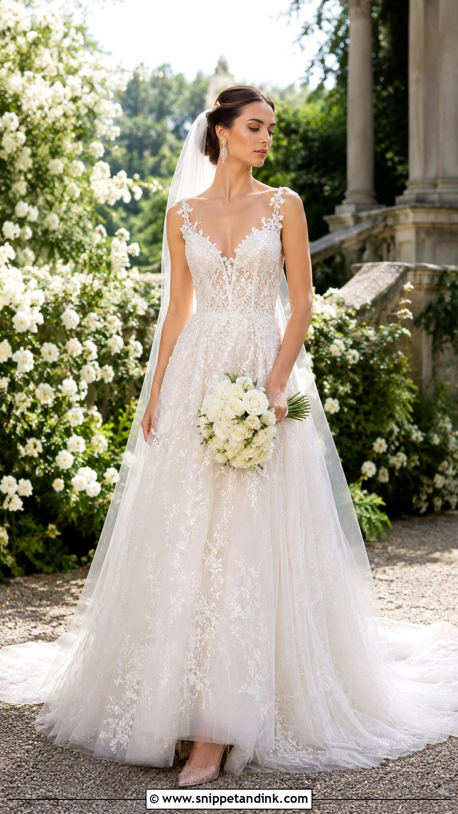 Elie Saab Embroidered Tulle Wedding Dress - Snippet and Ink - 30 Elie Saab Wedding Dress Ideas