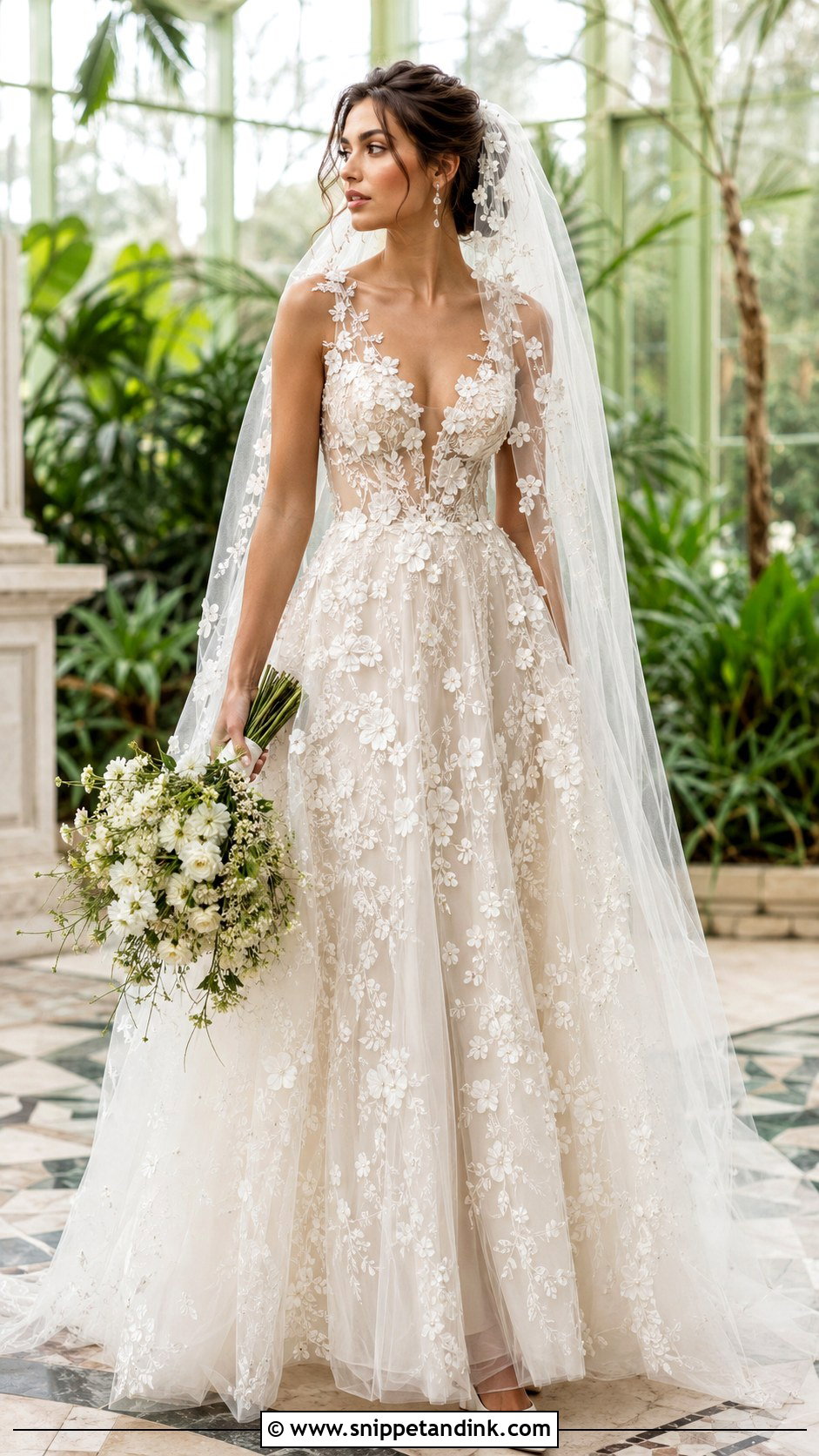 Elie Saab Floral Applique Wedding Dress - Snippet and Ink - 20 Ellie Saab Wedding Dresses