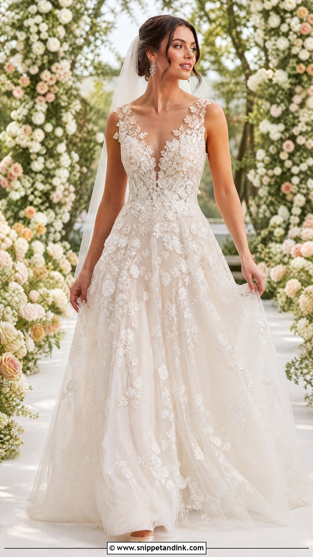 Elie Saab Floral Applique Wedding Dress Look - Snippet and Ink - 25 Eli Saab Bridal Ideas