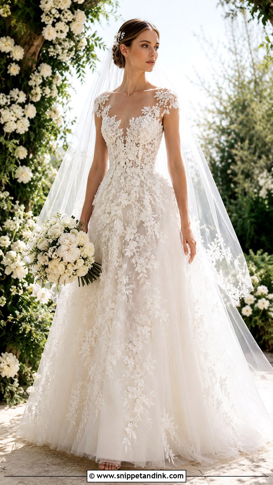 Elie Saab Floral Applique Wedding Dress - Snippet and Ink - 30 Elie Saab Wedding Dress Ideas