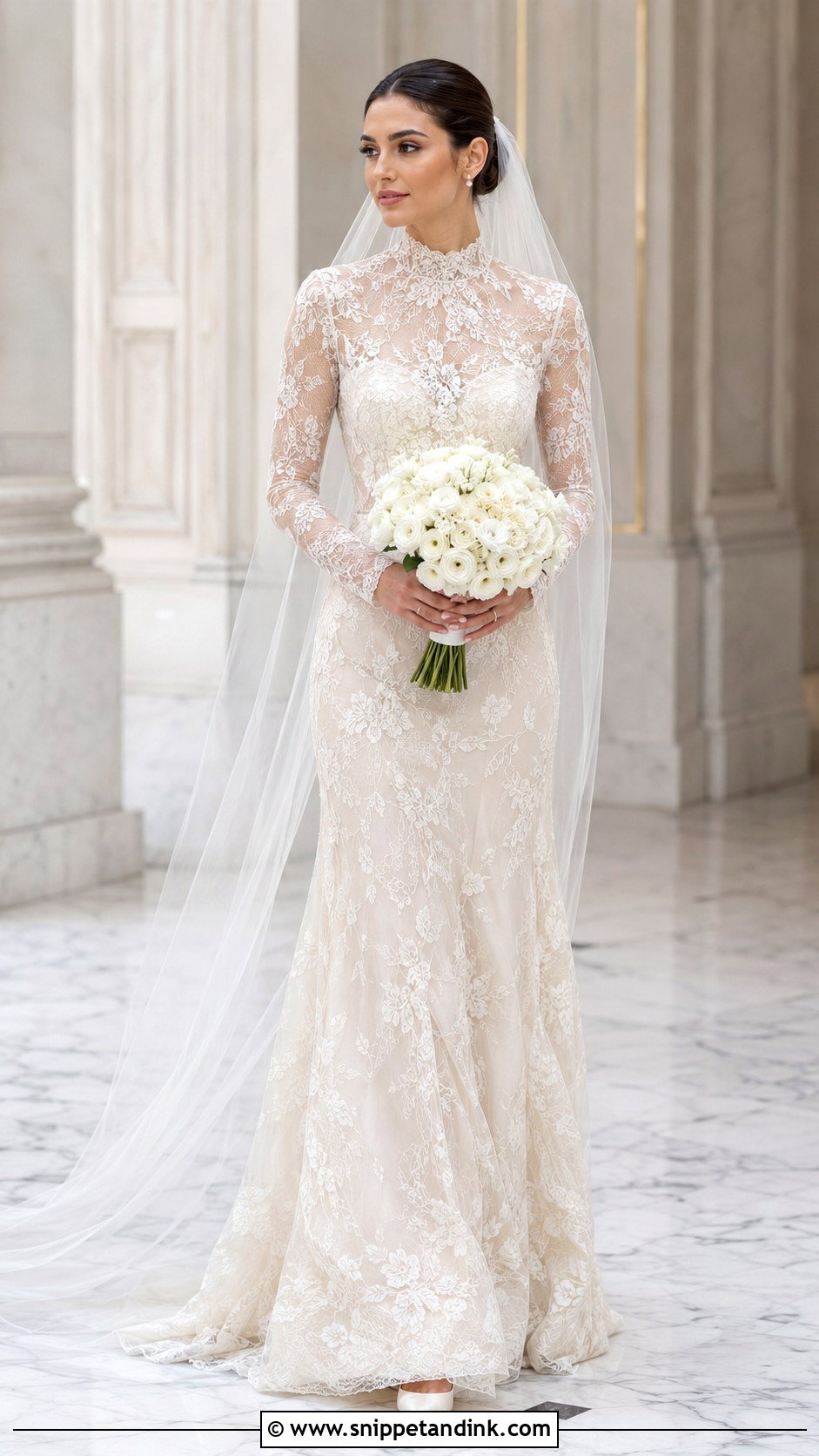 Elie Saab High Neck Lace Gown - Snippet and Ink - 20 Ellie Saab Bridal Gown Ideas