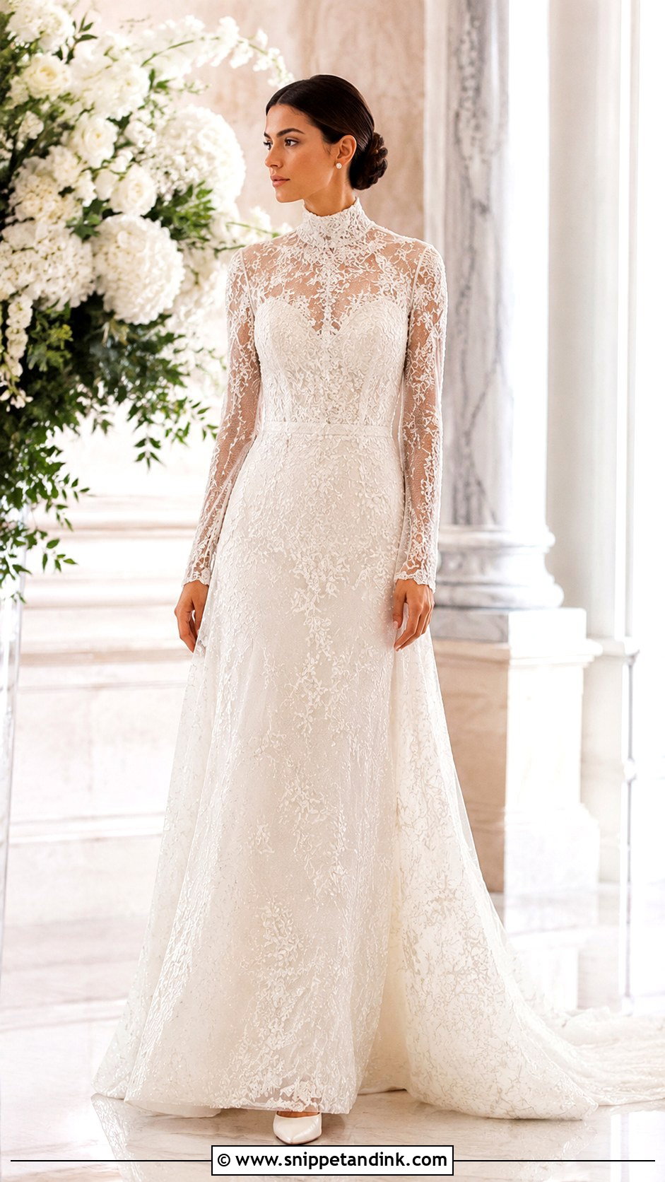 Elie Saab High Neck Wedding Dress - Snippet and Ink - 25 Ellie Saab Wedding Gown Ideas