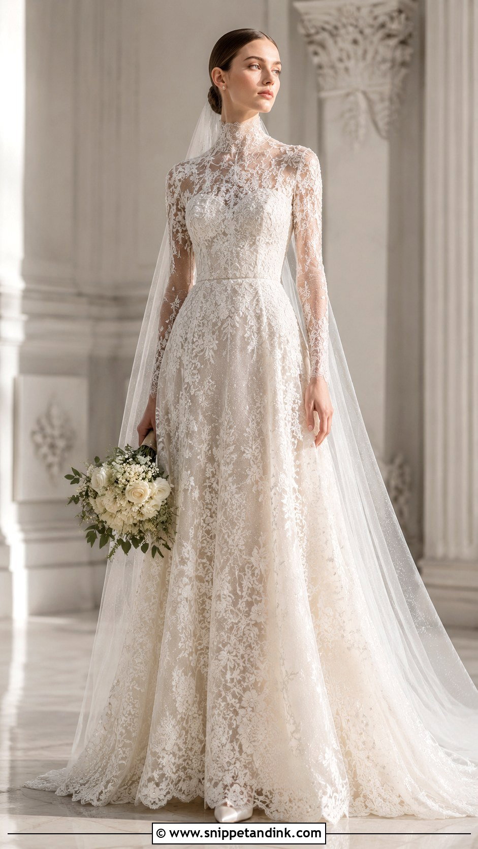 Elie Saab High Neck Wedding Dress - Snippet and Ink - 30 Elie Saab Wedding Dress Ideas