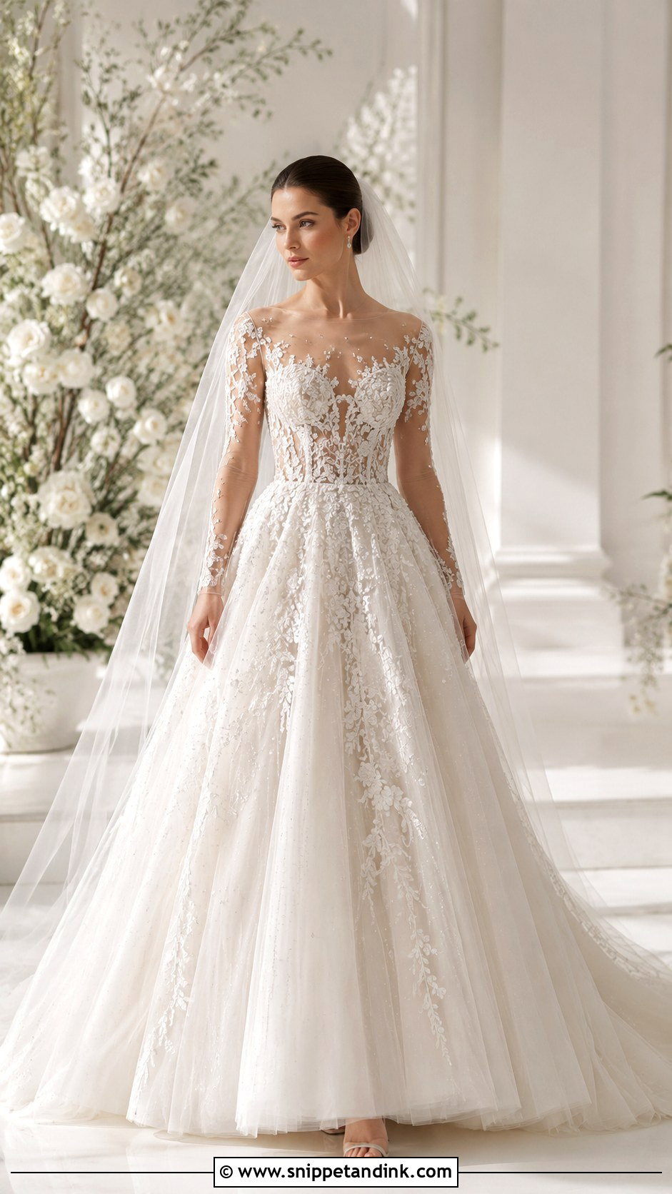 Elie Saab Illusion Bodice Wedding Dress - Snippet and Ink - 25 Ellie Saab Wedding Gown Ideas