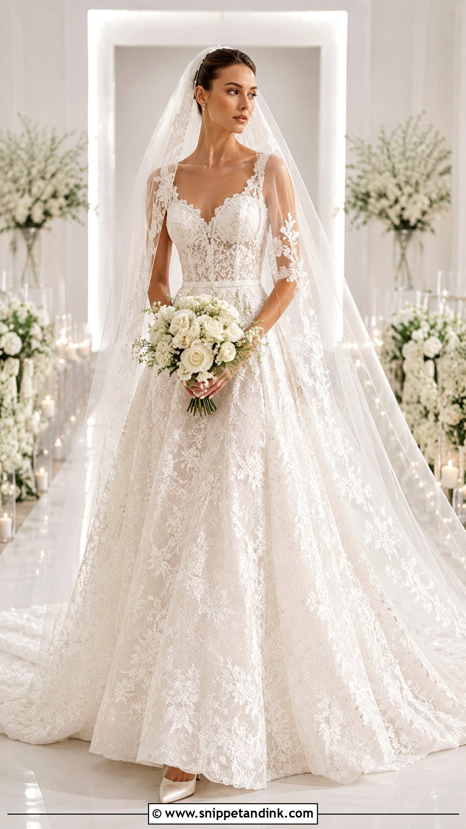 Elie Saab Illusion Neckline Wedding Dress - Snippet and Ink - 30 Elie Saab Wedding Dress Ideas