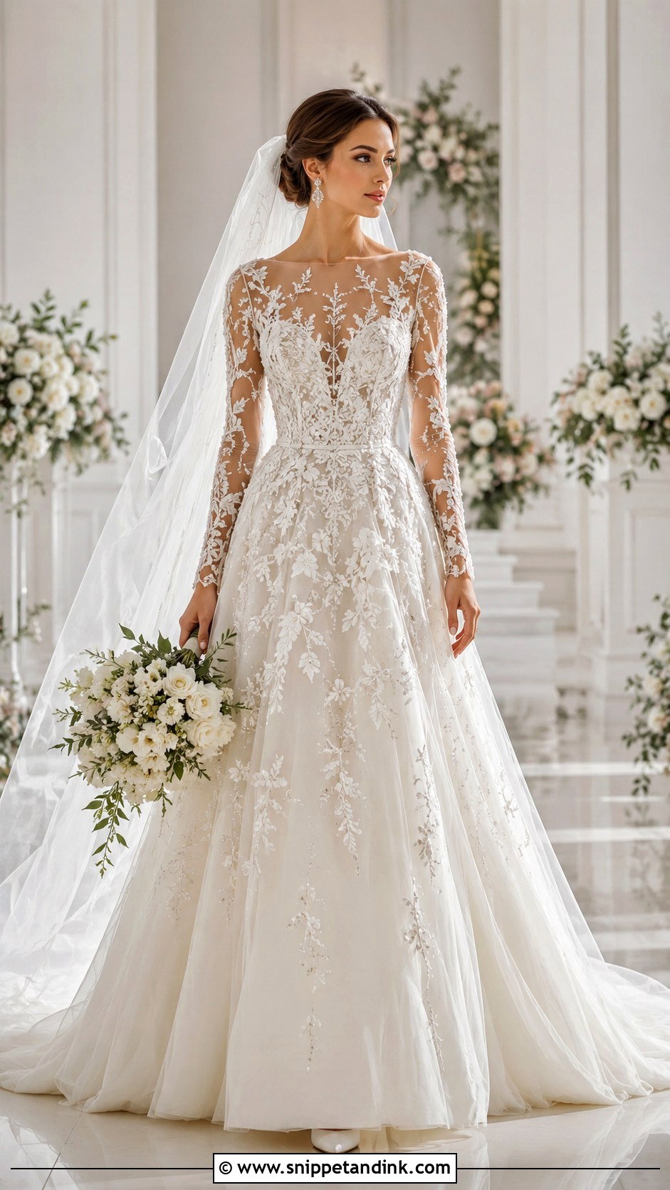 Elie Saab Illusion Neckline Wedding Gown - Snippet and Ink - 20 Ellie Saab Bridal Gown Ideas