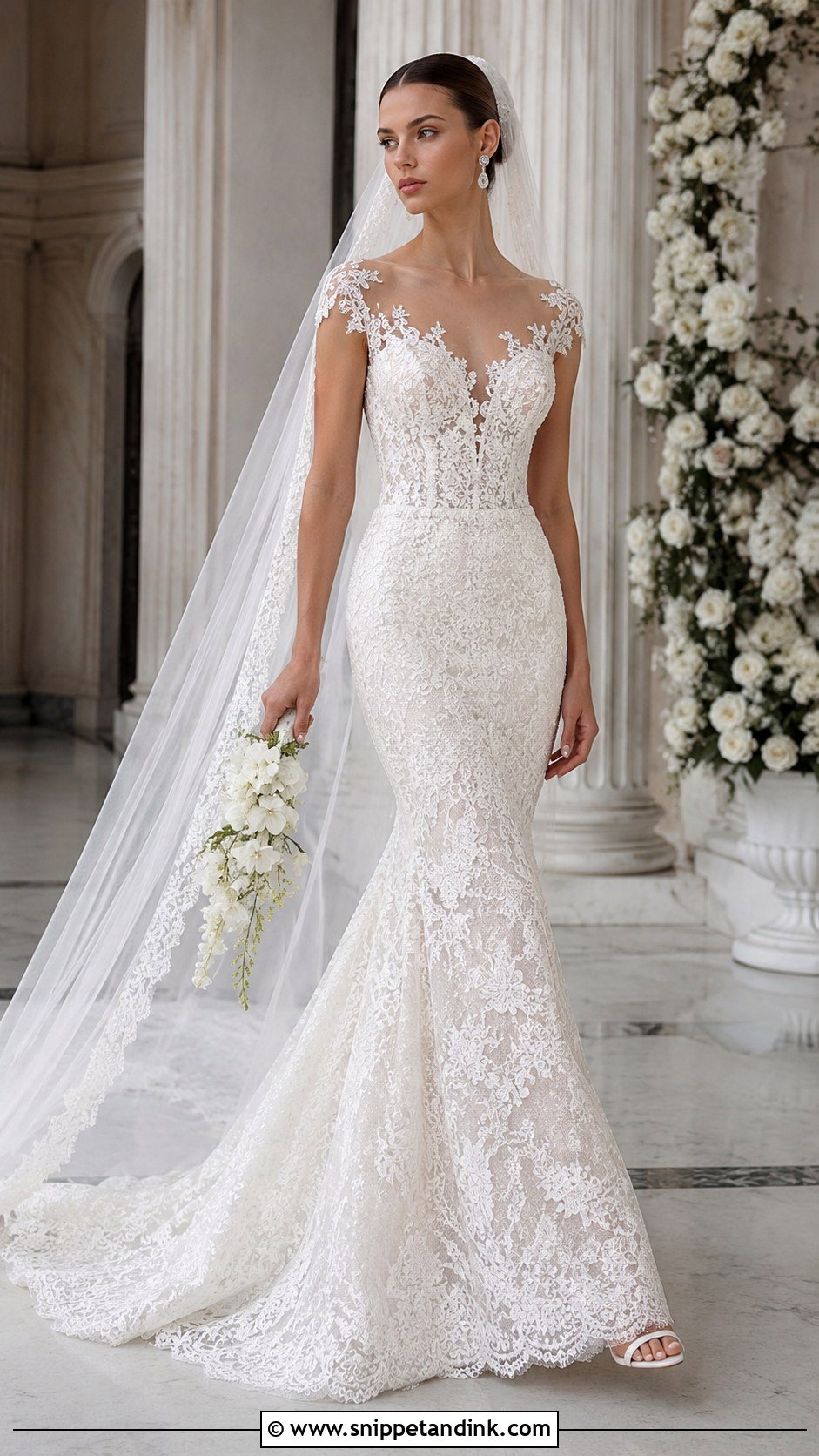 Elie Saab Lace Mermaid Wedding Dress - Snippet and Ink - 30 Elie Saab Wedding Dress Ideas