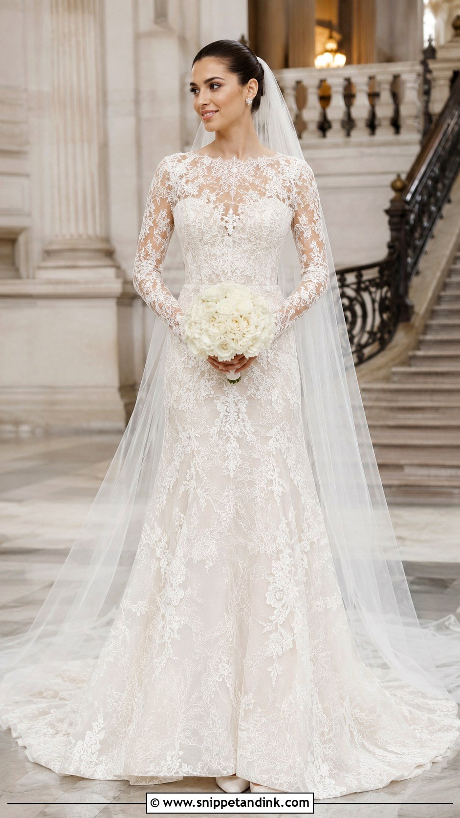 Elie Saab Long Sleeve Lace Gown - Snippet and Ink - 20 Ellie Saab Bridal Gown Ideas