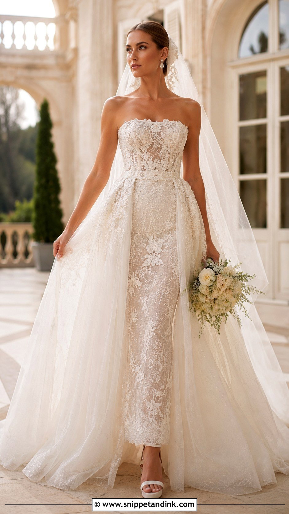 Elie Saab Overskirt Wedding Dress - Snippet and Ink - 30 Elie Saab Wedding Dress Ideas