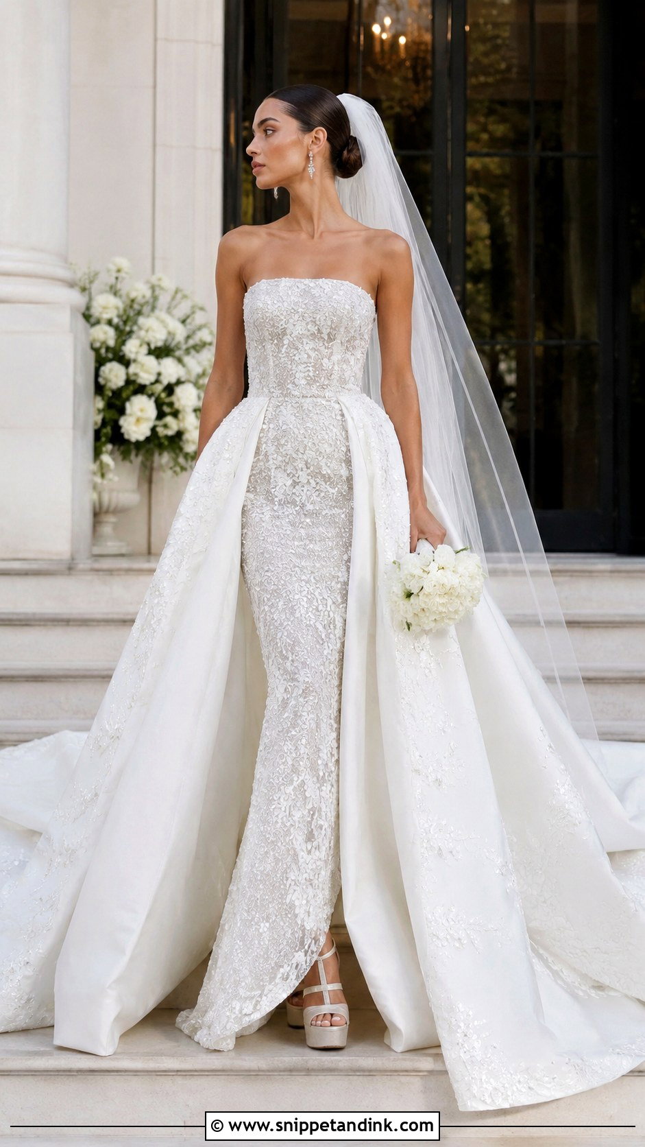 Elie Saab Overskirt Wedding Gown - Snippet and Ink - 20 Ellie Saab Bridal Gown Ideas