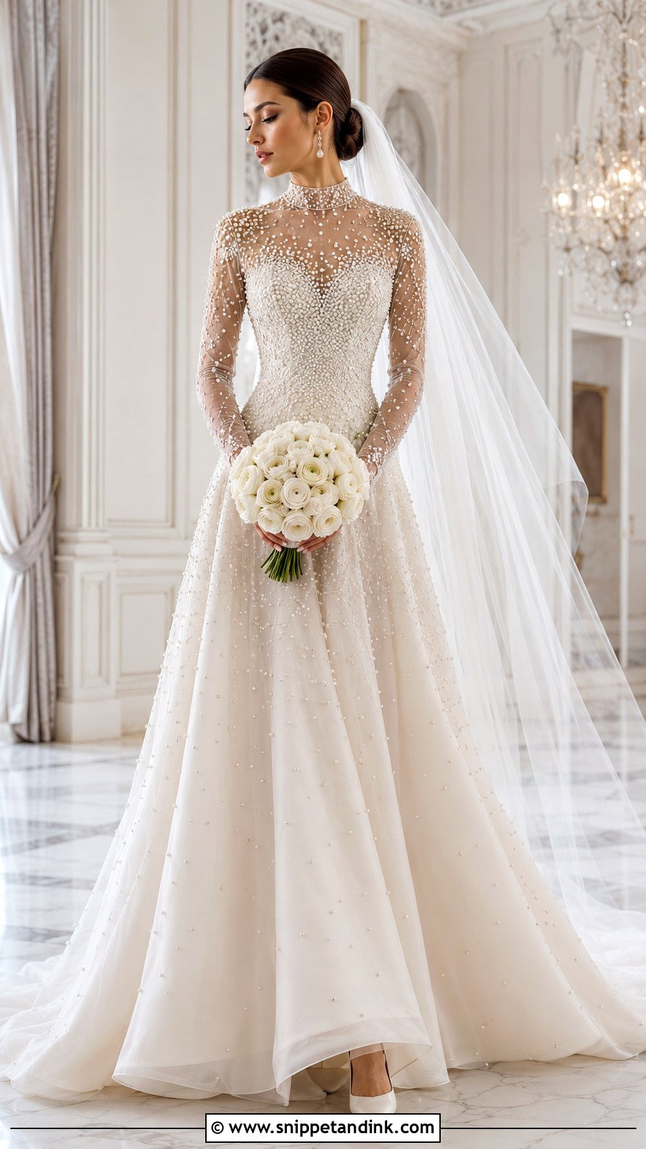 Elie Saab Pearl Embellished Gown - Snippet and Ink - 20 Ellie Saab Bridal Gown Ideas