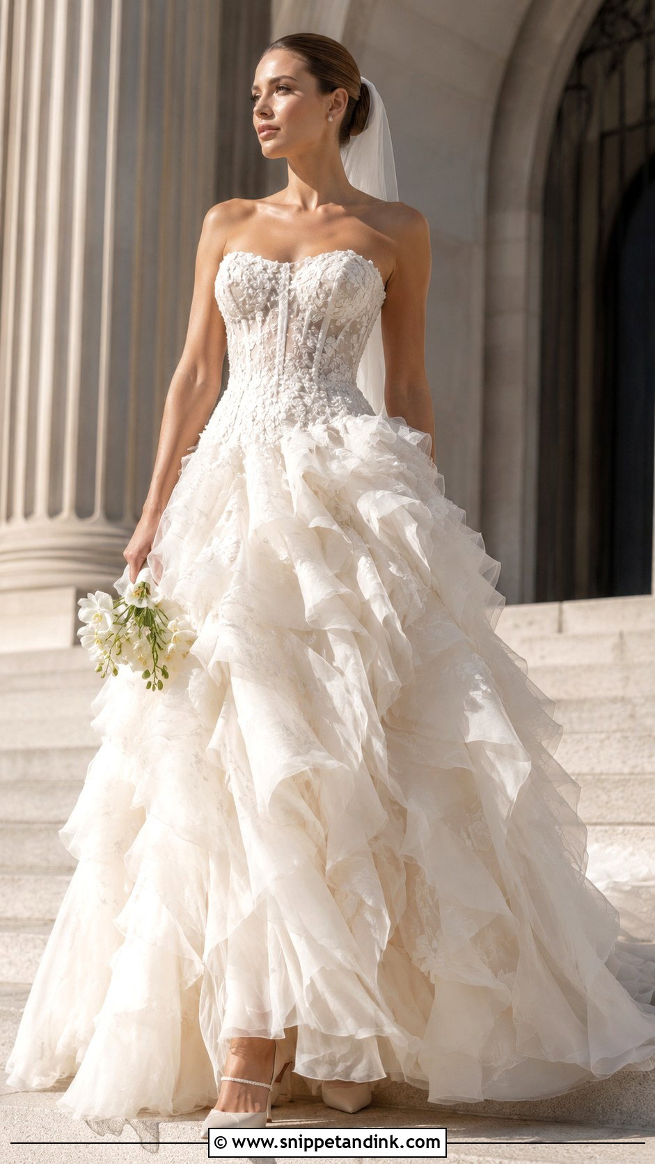 Elie Saab Ruffled Wedding Gown - Snippet and Ink - 25 Ellie Saab Wedding Gown Ideas