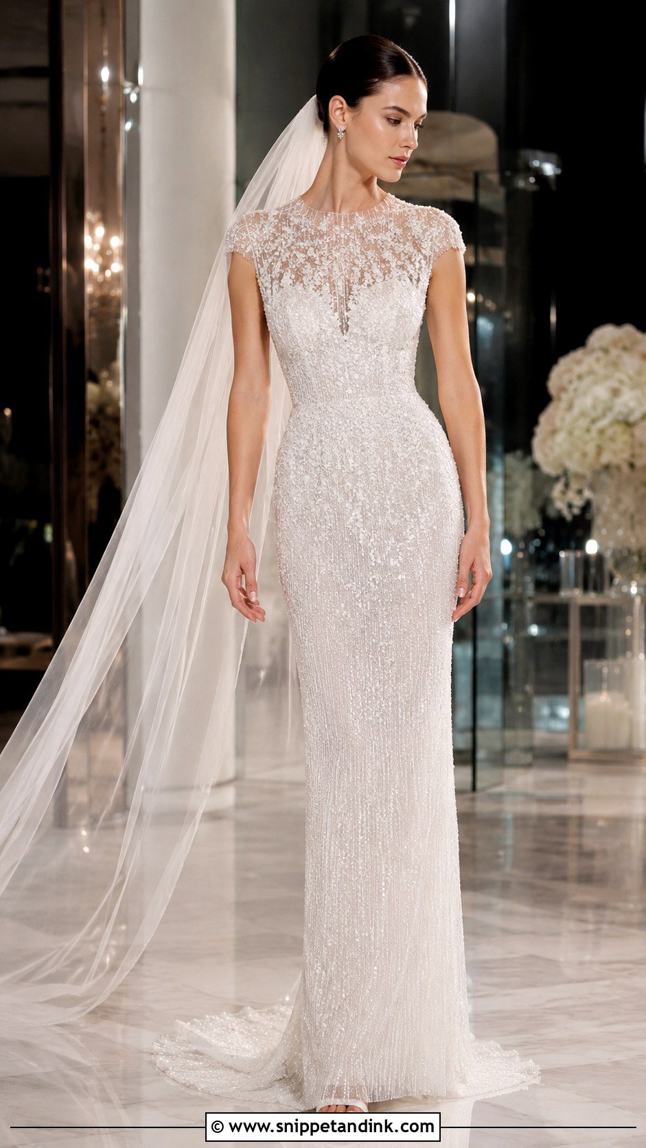 Elie Saab Sequin Wedding Dress - Snippet and Ink - 25 Ellie Saab Wedding Gown Ideas