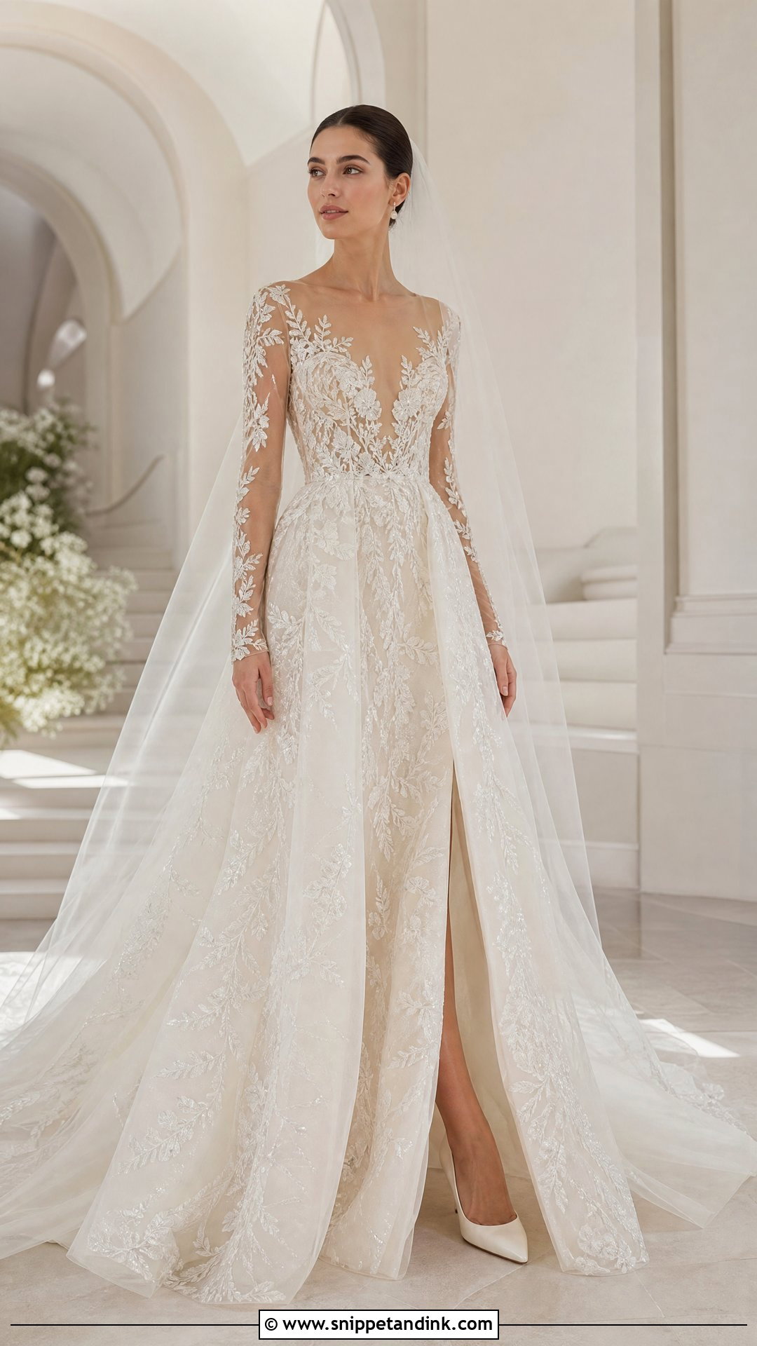 Elie Saab Sheer Sleeve Bridal Look - Snippet and Ink - 25 Eli Saab Bridal Ideas