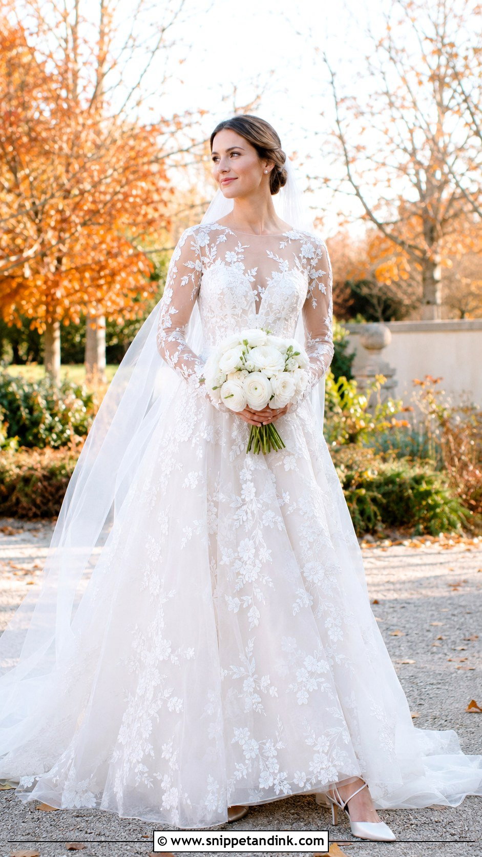 Elie Saab Sheer Sleeve Floral Gown - Snippet and Ink - 20 Ellie Saab Bridal Gown Ideas