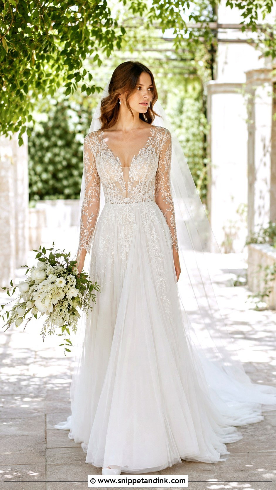 Elie Saab Sheer Sleeve Wedding Dress - Snippet and Ink - 20 Ellie Saab Wedding Dresses