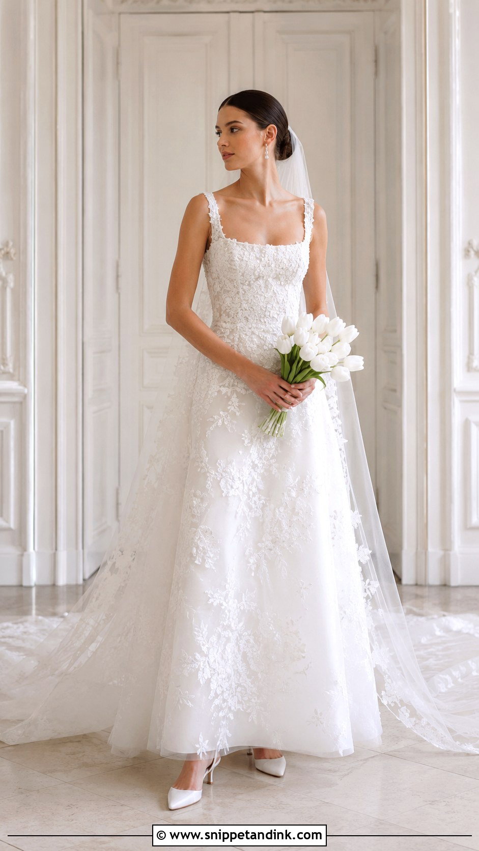 Elie Saab Square Neck Wedding Gown - Snippet and Ink - 20 Ellie Saab Bridal Gown Ideas