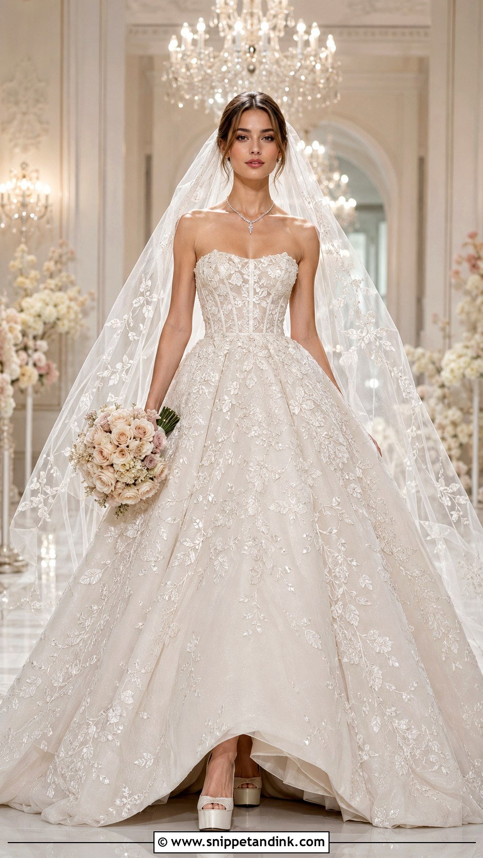 Elie Saab Strapless Embroidered Ball Gown - Snippet and Ink - 20 Ellie Saab Bridal Gown Ideas