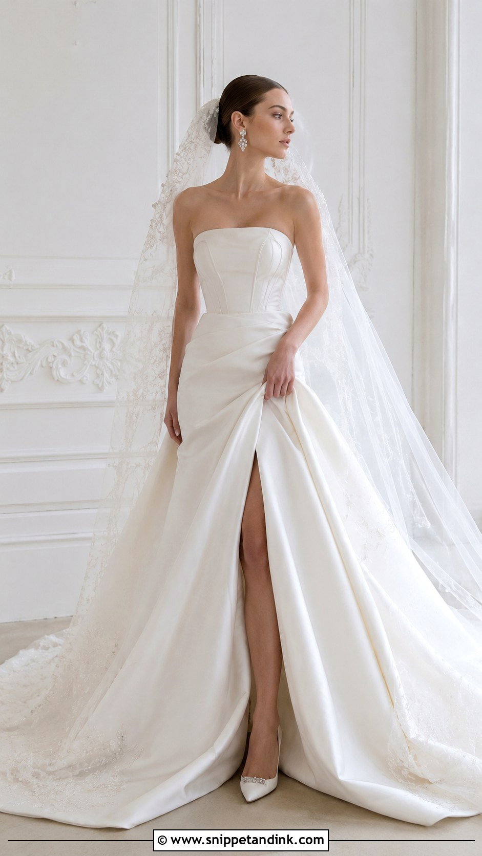 Elie Saab Strapless Satin Wedding Gown - Snippet and Ink - 25 Ellie Saab Wedding Gown Ideas