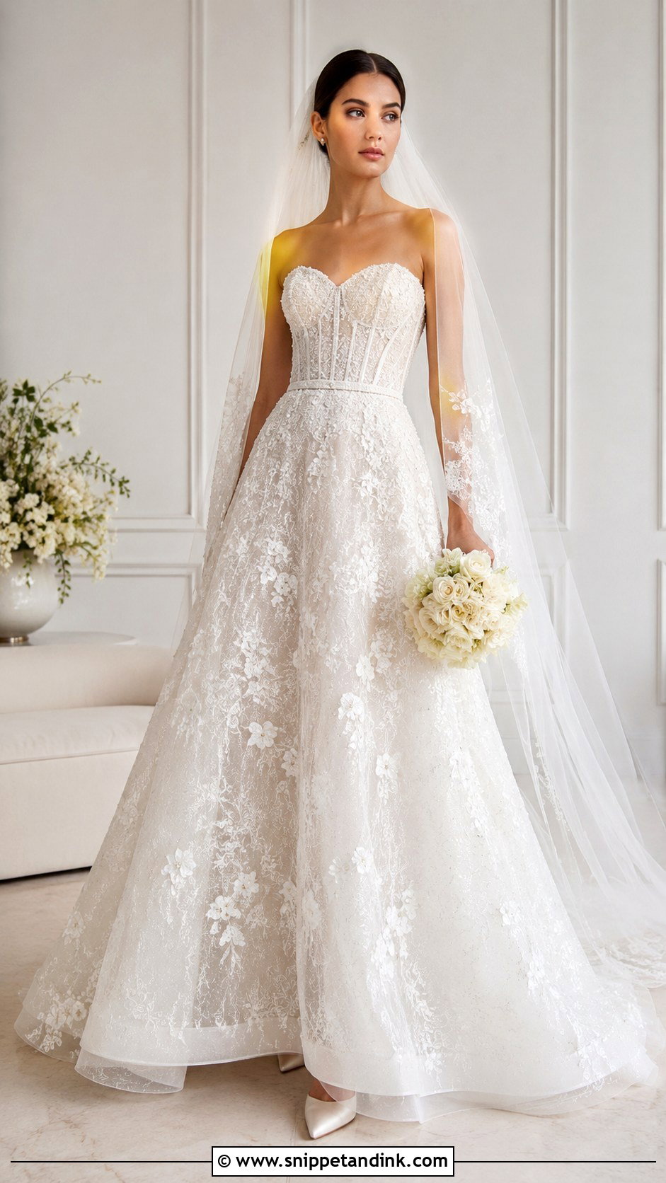 Elie Saab Strapless Wedding Dress - Snippet and Ink - 30 Elie Saab Wedding Dress Ideas